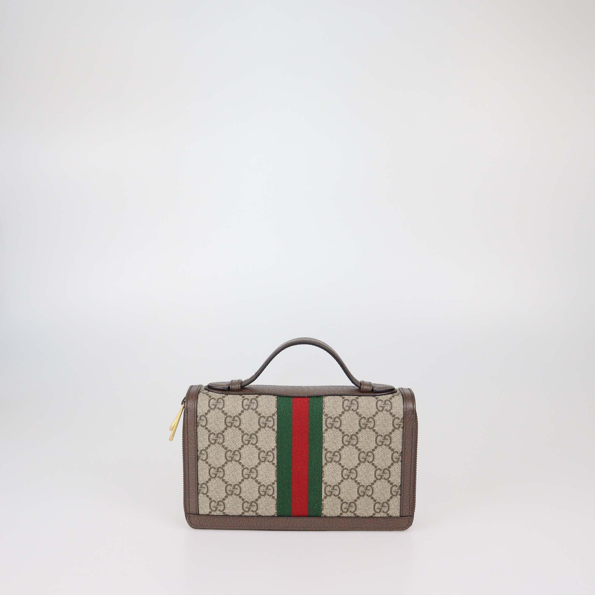 Gucci Brown/Beige GG Supreme Web Travel Document Holder