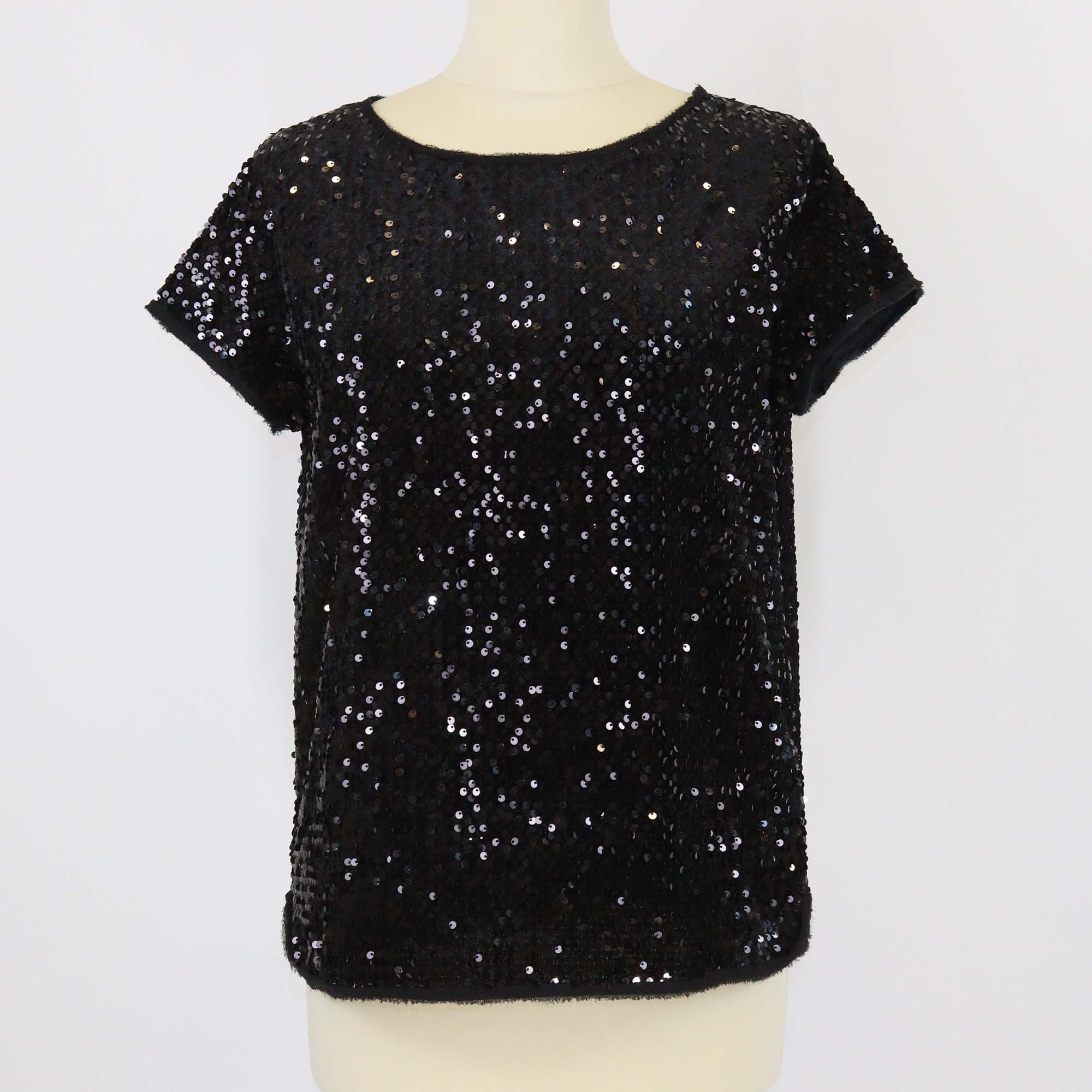 Zadig & Voltaire Black Trusty Sequin Cap Sleeve Top
