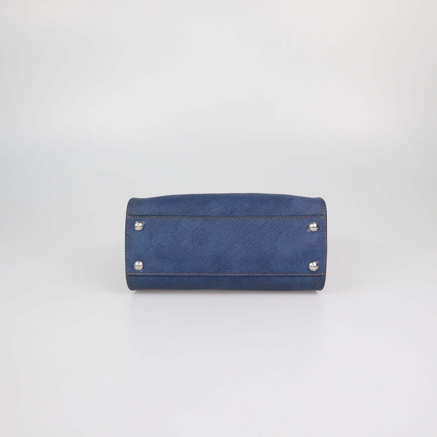 Fendi Blue Denim Effect Leather Mini Peekaboo Top Handle Bag