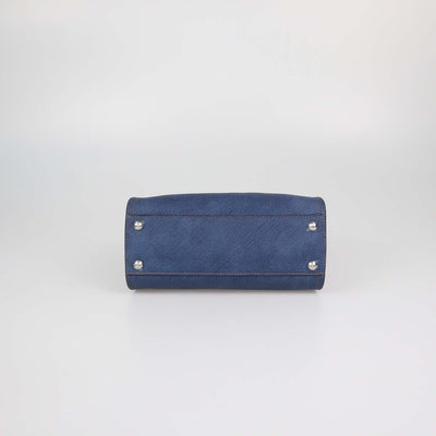 Fendi Blue Denim Effect Leather Mini Peekaboo Top Handle Bag