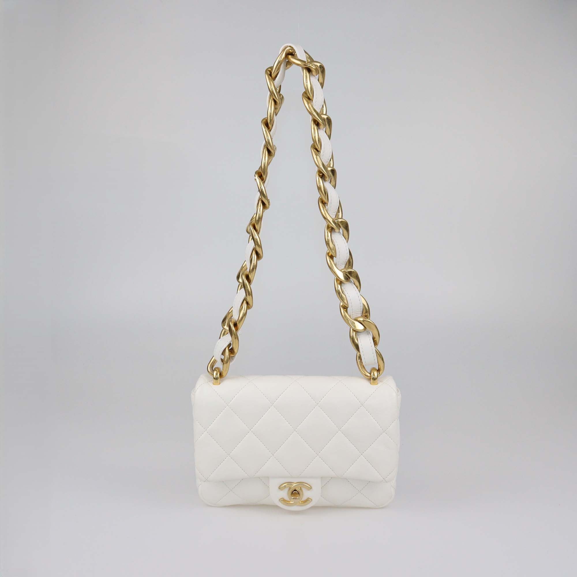 Chanel White Quilted Leather Small Funky Town Flap Bag