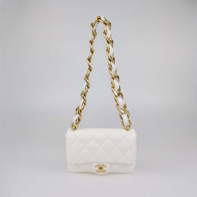 Chanel White Quilted Leather Small Funky Town Flap Bag