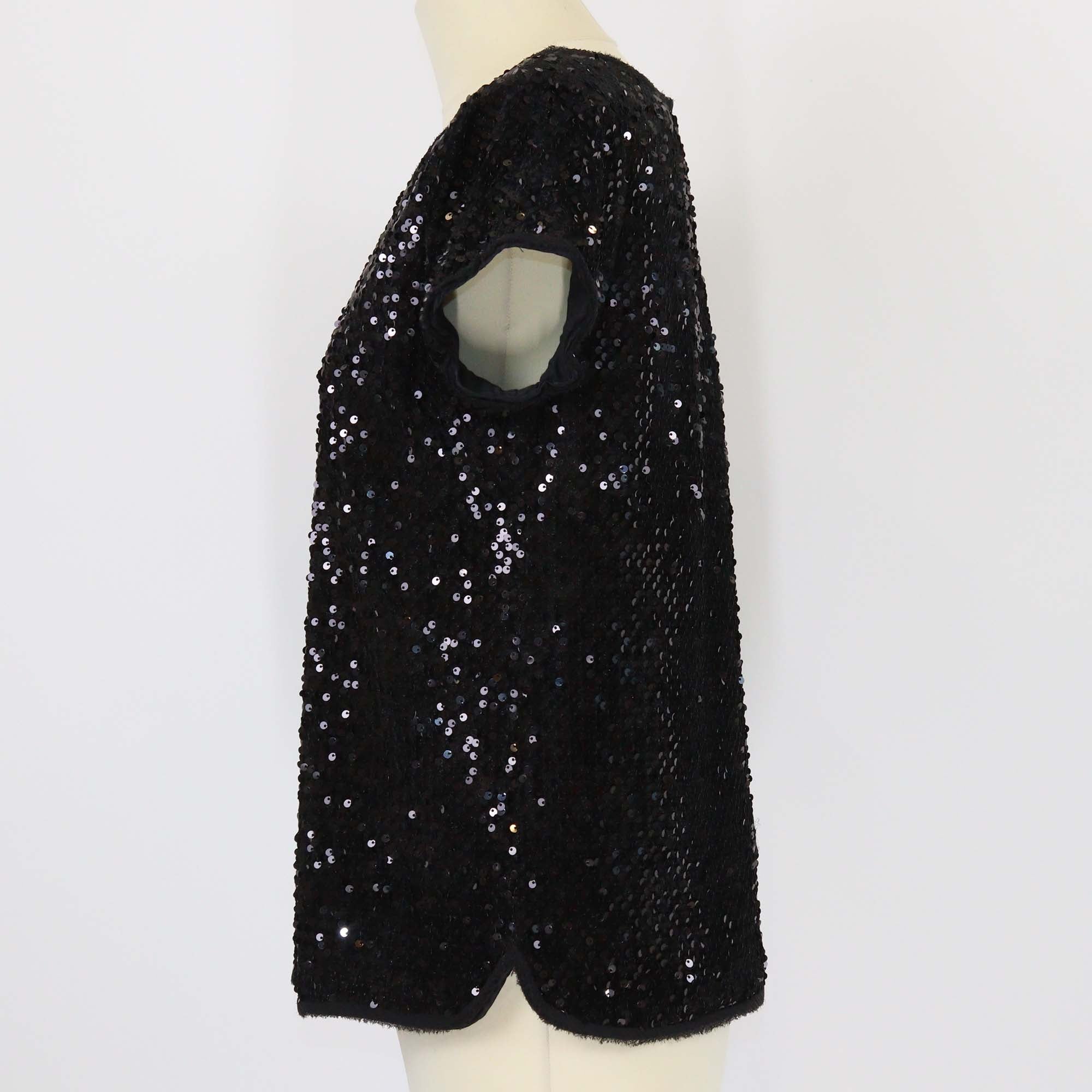 Zadig & Voltaire Black Trusty Sequin Cap Sleeve Top