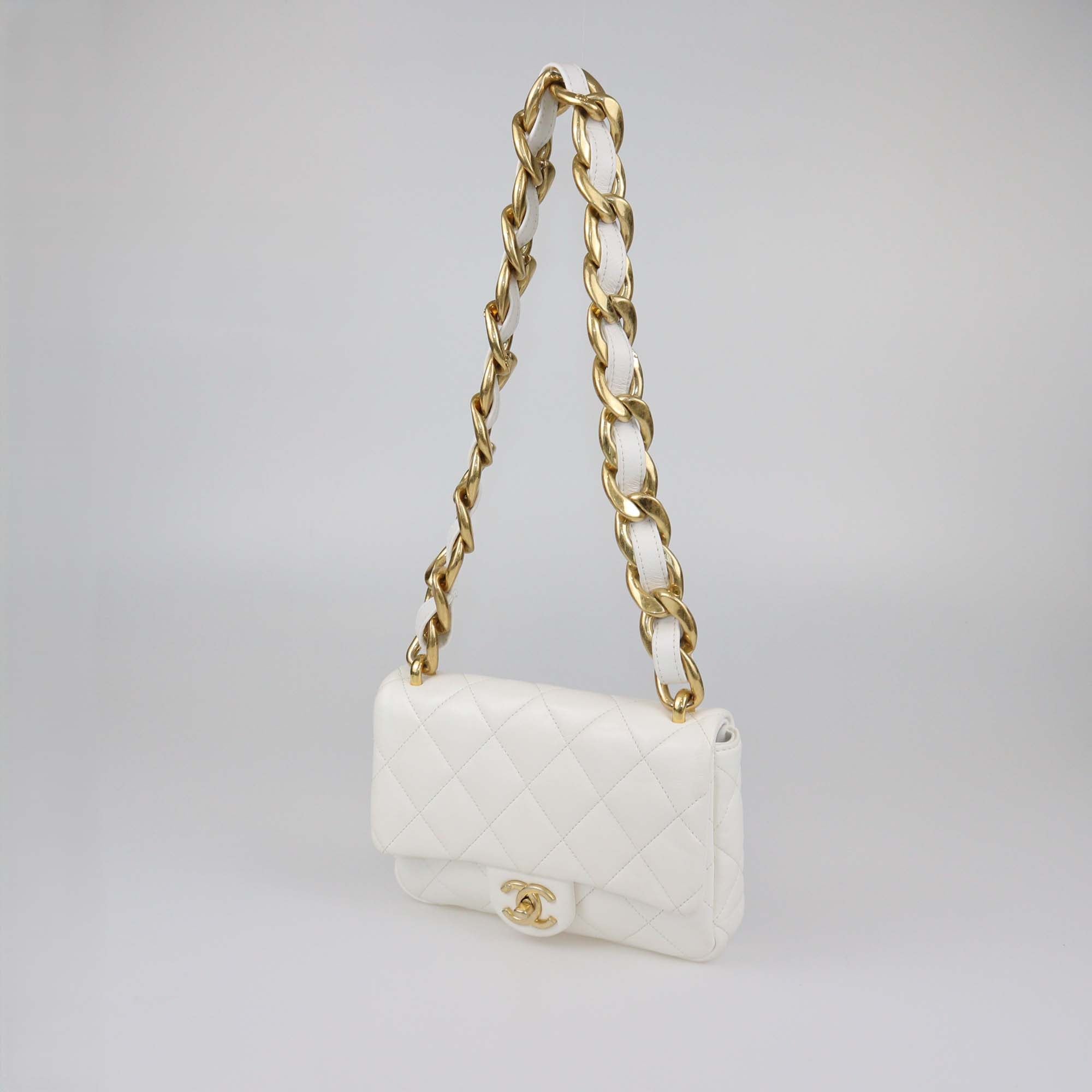 Chanel White Quilted Leather Small Funky Town Flap Bag