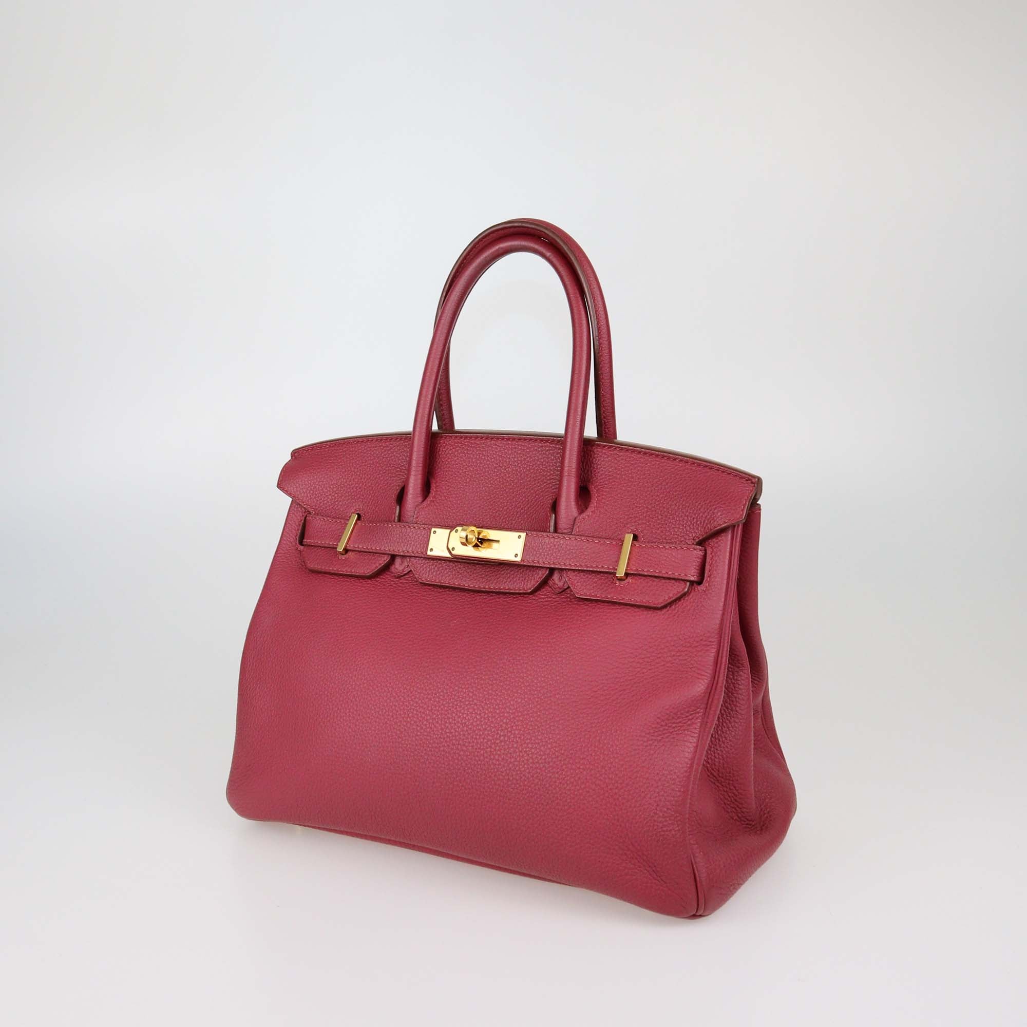 Hermes Rouge Grenat Togo Leather Gold Hardware Birkin 30 Bag