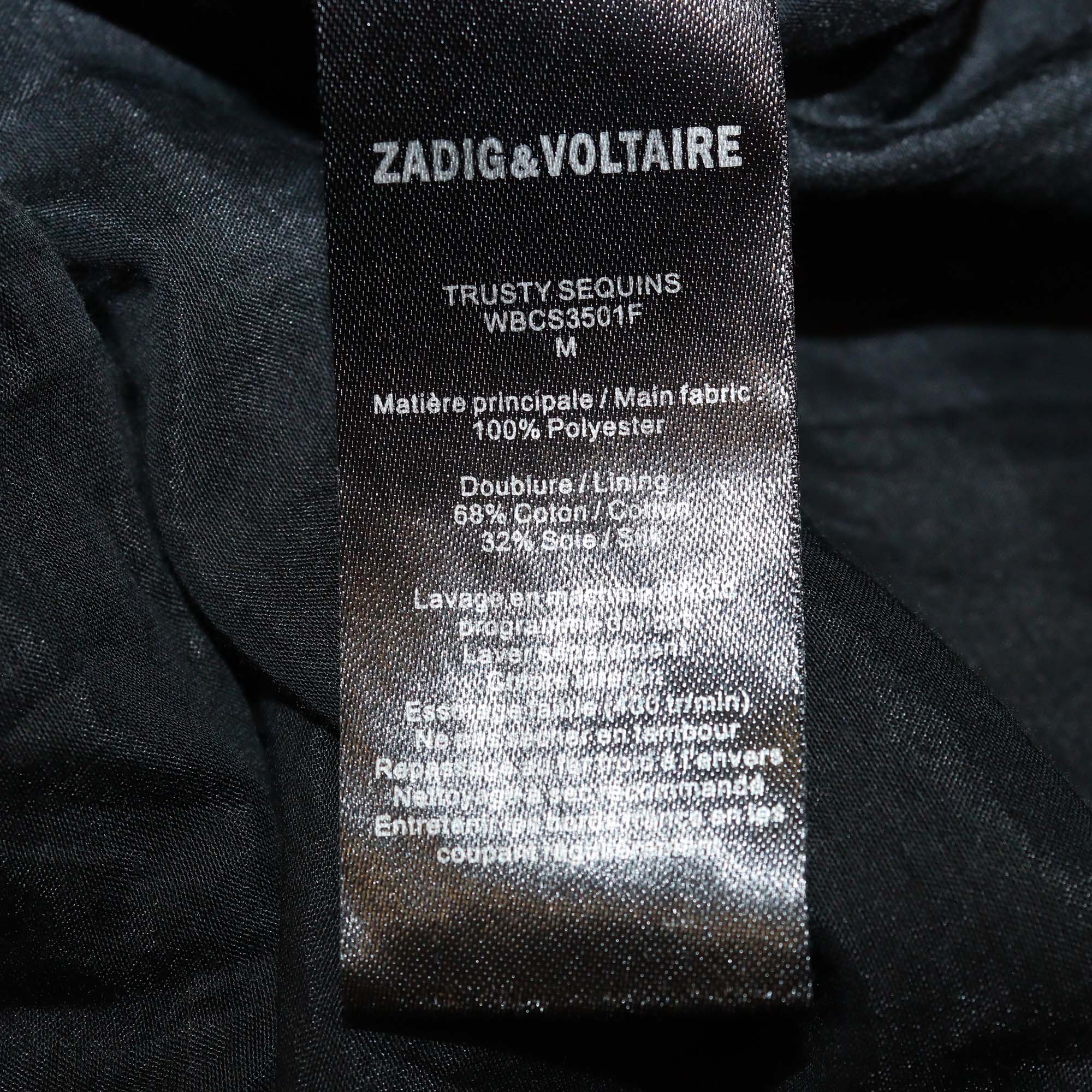 Zadig & Voltaire Black Trusty Sequin Cap Sleeve Top