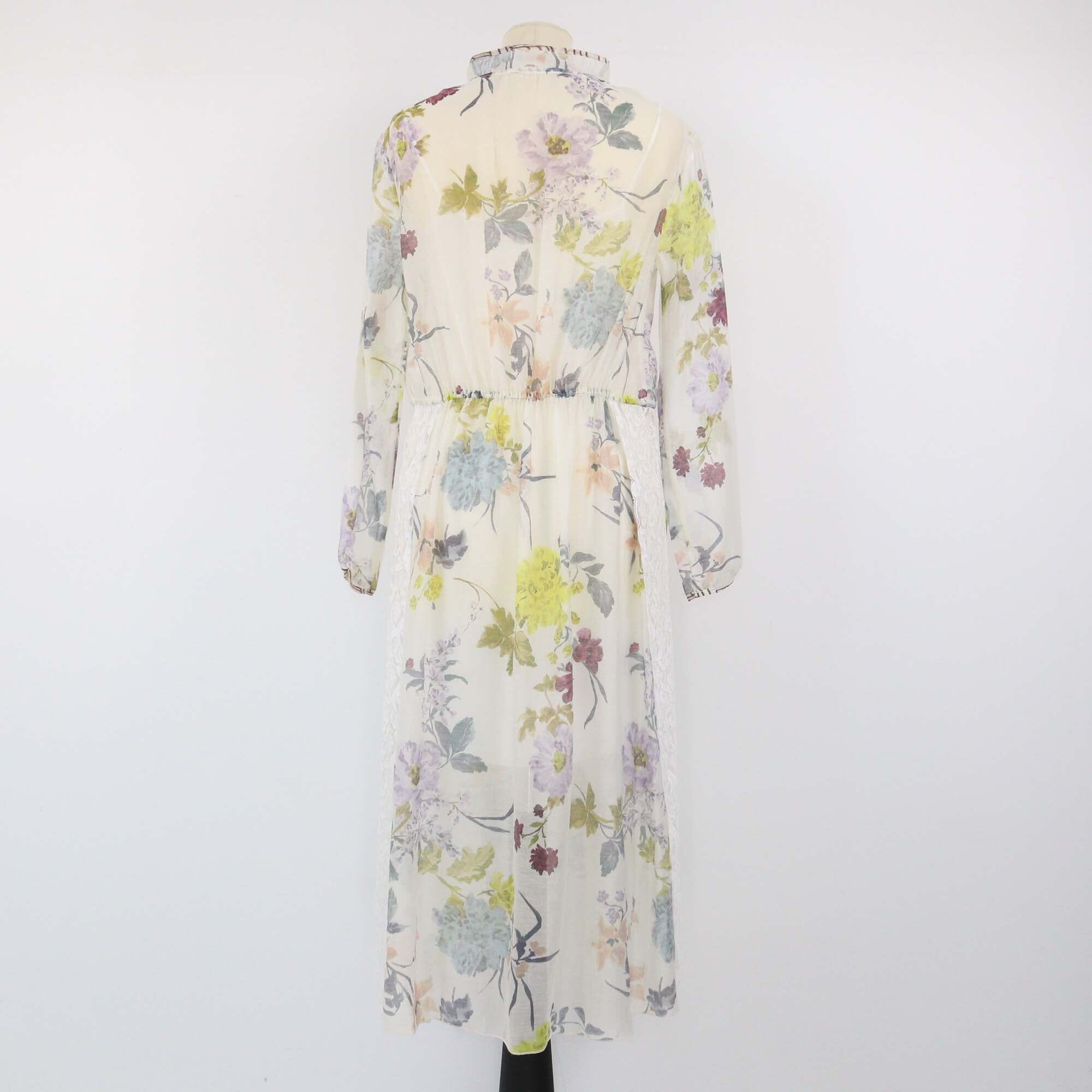 See By Chloe White/Multicolor Floral Printed Long Sleeve V Neck Midi Dress Womens See By Chloe 