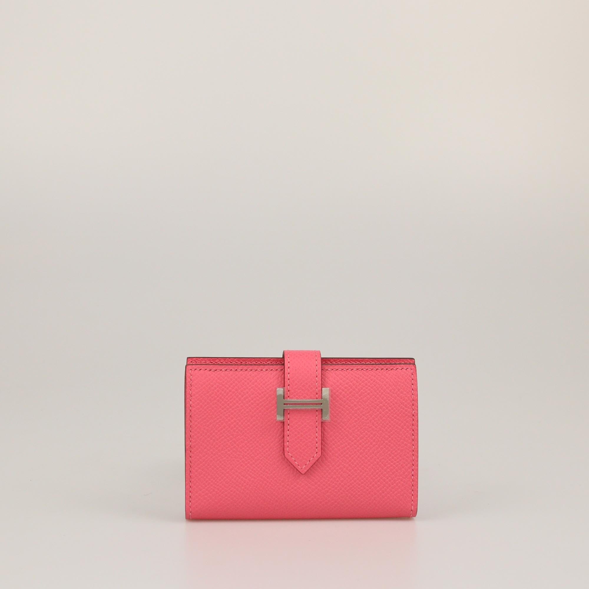 Hermes Rose Lipstick Epsom Bearn Card Holder Womens Hermes 