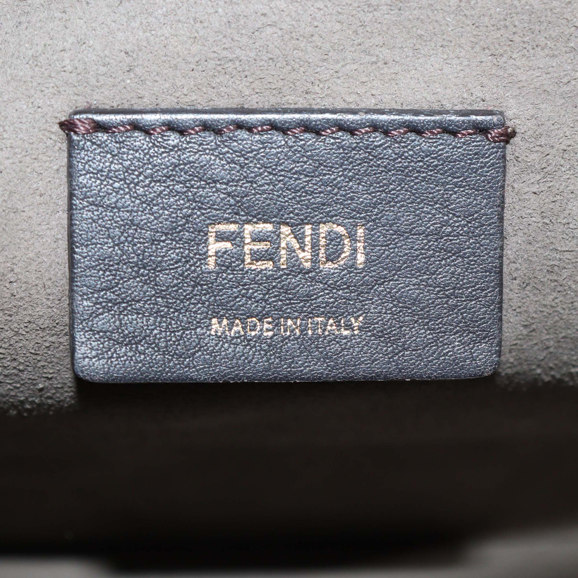 Fendi Beige/Black FF Leather Kan I F Logo Shoulder Bag