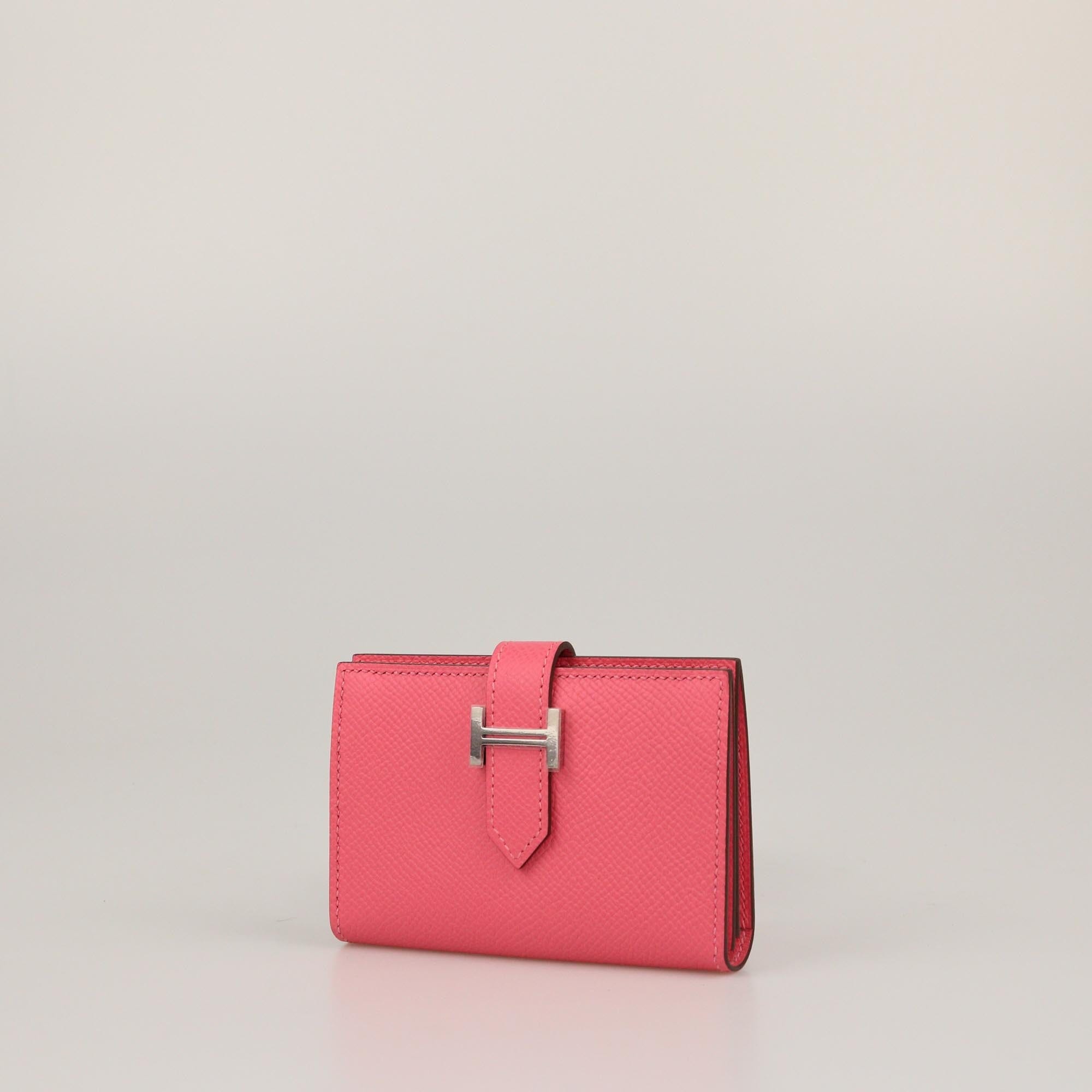 Hermes Rose Lipstick Epsom Bearn Card Holder Womens Hermes 