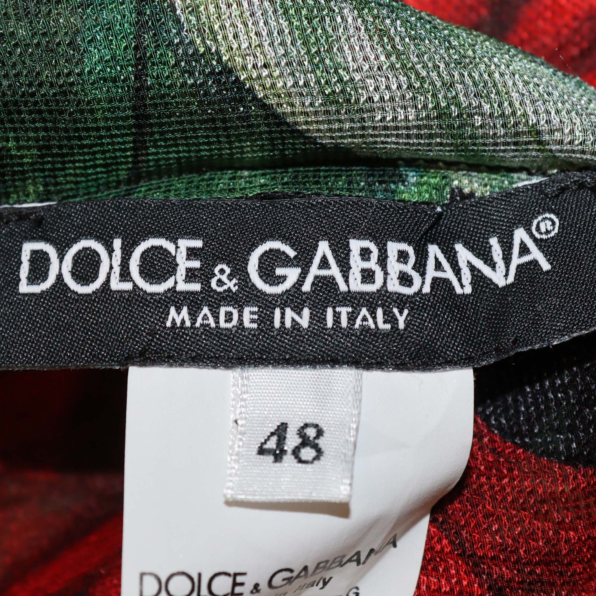 Dolce & Gabbana Black Rose Print Long Sleeve Sheer Blouse