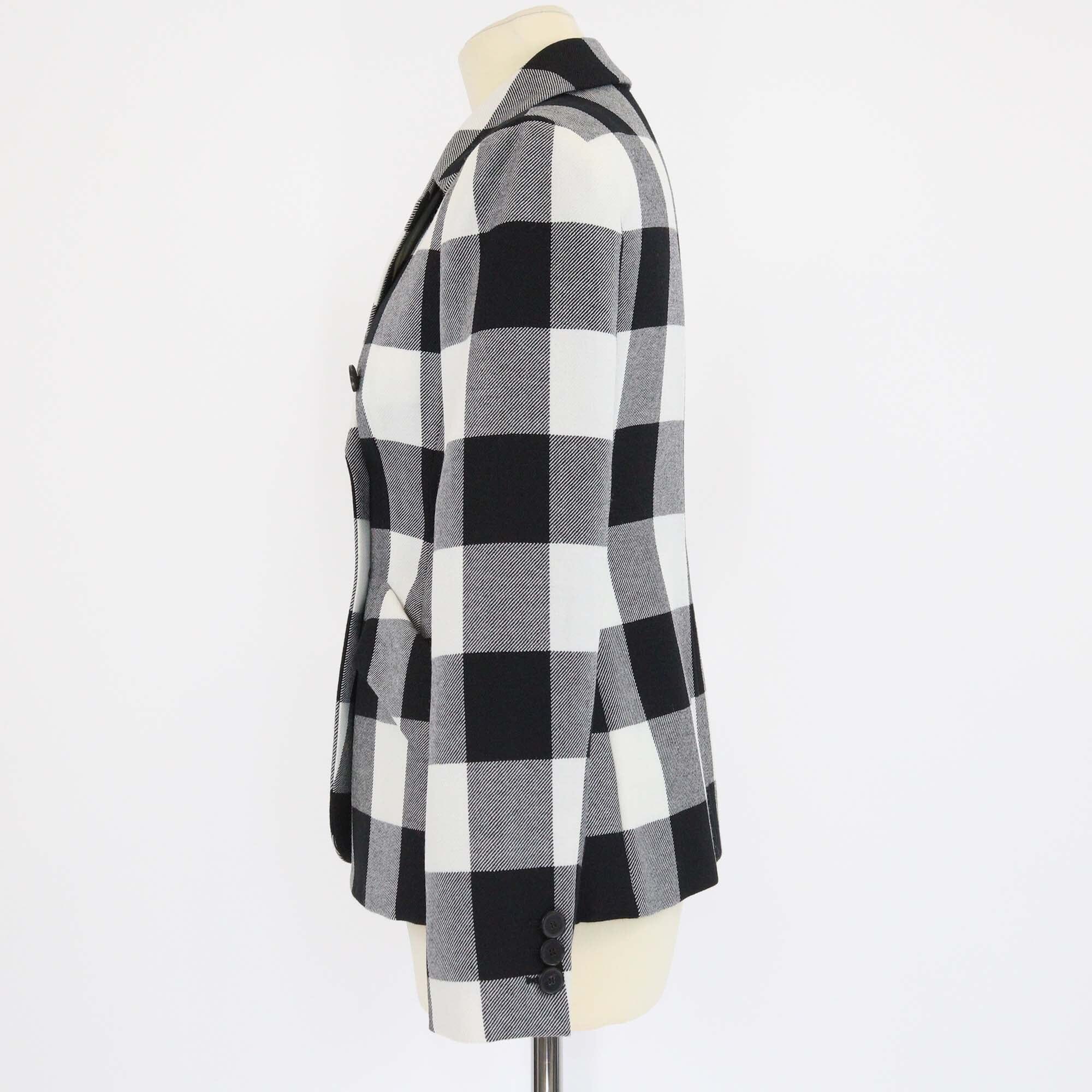 Christian Dior Black/White Checkered Double Breasted Blazer Womens Christian Dior 