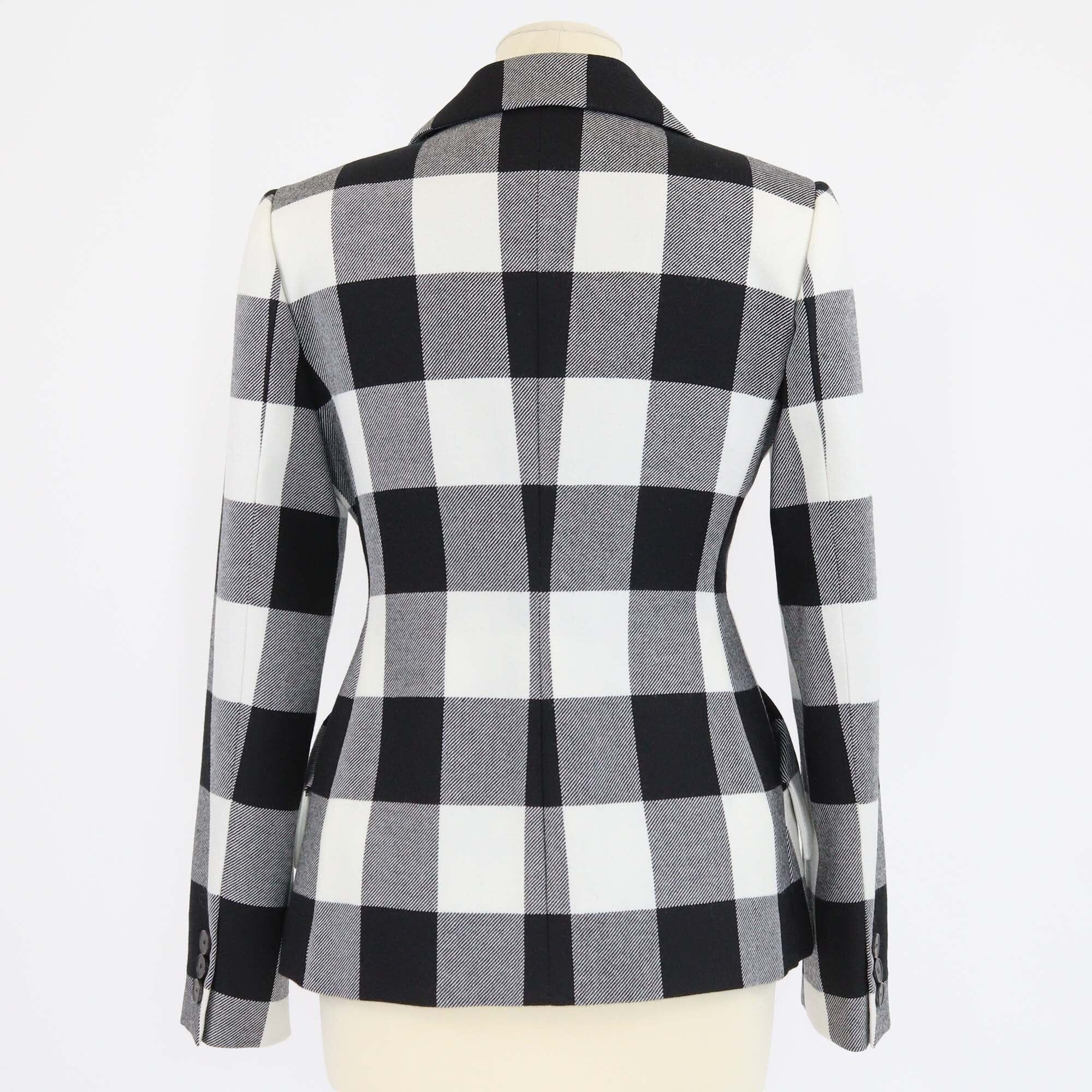 Christian Dior Black/White Checkered Double Breasted Blazer Womens Christian Dior 
