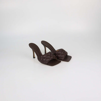 Bottega Veneta Dark Brown Quilted Padded Leather Lido Sandals