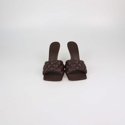 Bottega Veneta Dark Brown Quilted Padded Leather Lido Sandals