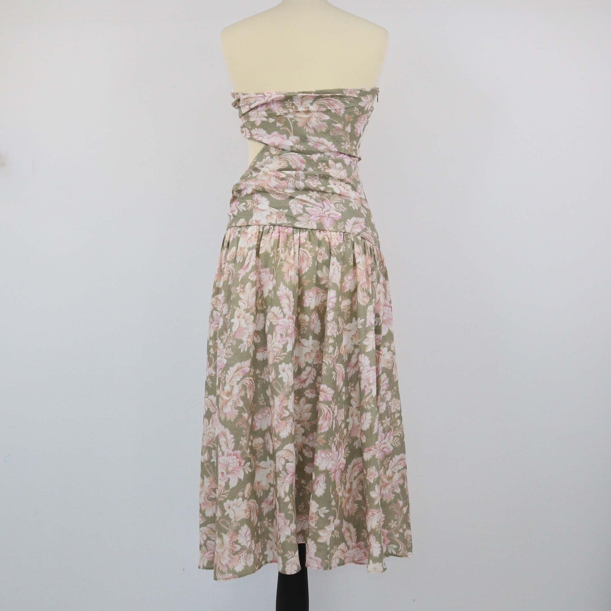 Zimmermann Green Floral Strapless Cut Out Midi Dress Womens Zimmermann 