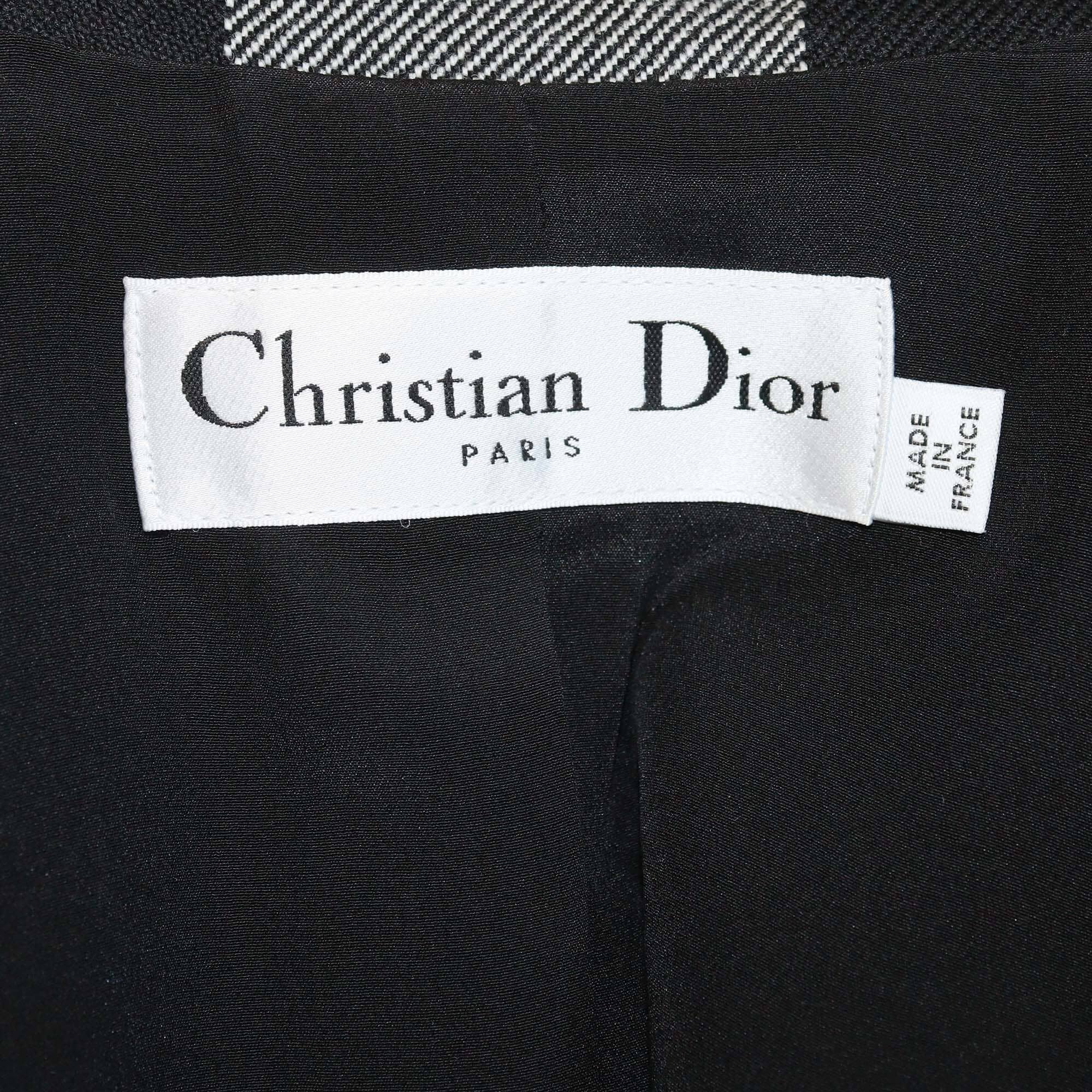 Christian Dior Black/White Checkered Double Breasted Blazer Womens Christian Dior 