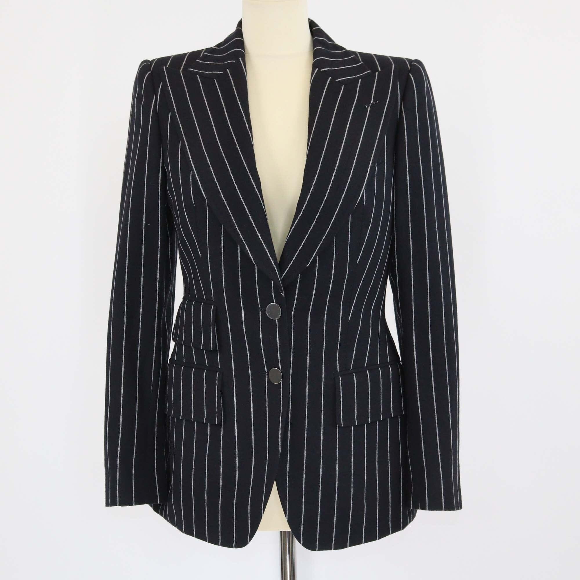 Tom Ford Black Pinstripe Single Breasted Blazer Womens Tom Ford 