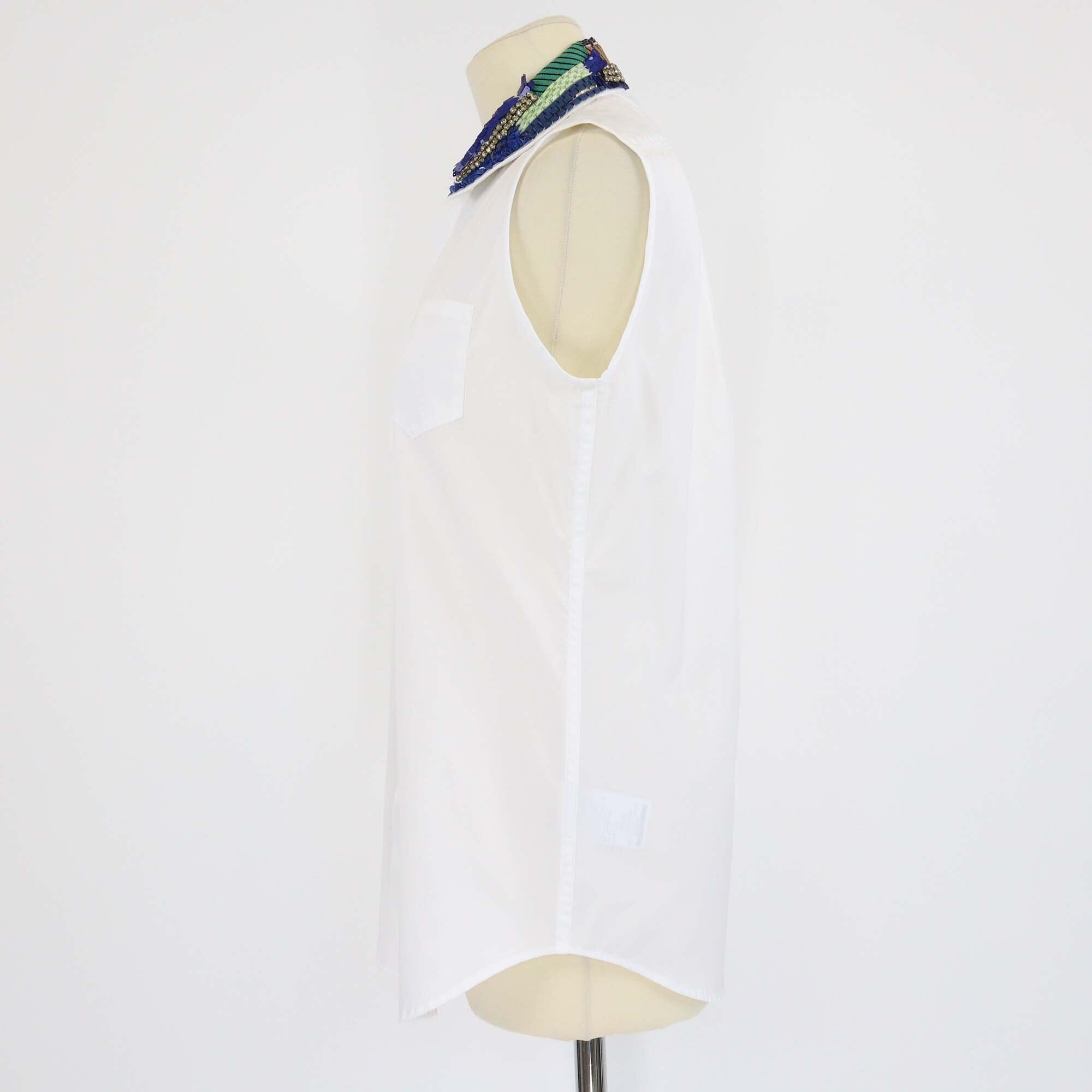 Dsquared2 White Sequins Collar Sleeveless Top Womens Dsquared2 