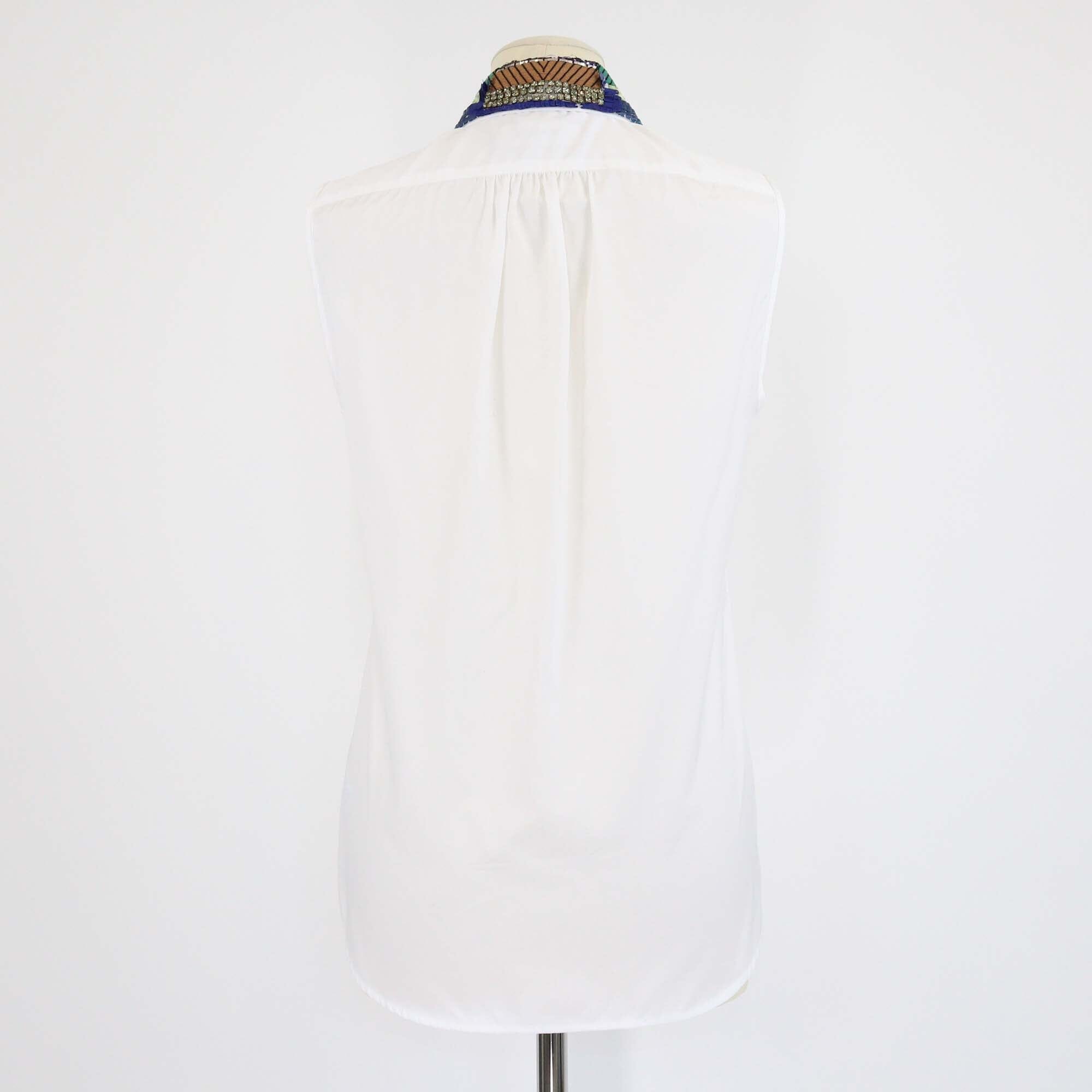 Dsquared2 White Sequins Collar Sleeveless Top Womens Dsquared2 
