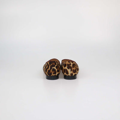 Christian Louboutin Brown/Burgundy Leopard Print Calf Hair and Velvet I Love My Loubies Loafers