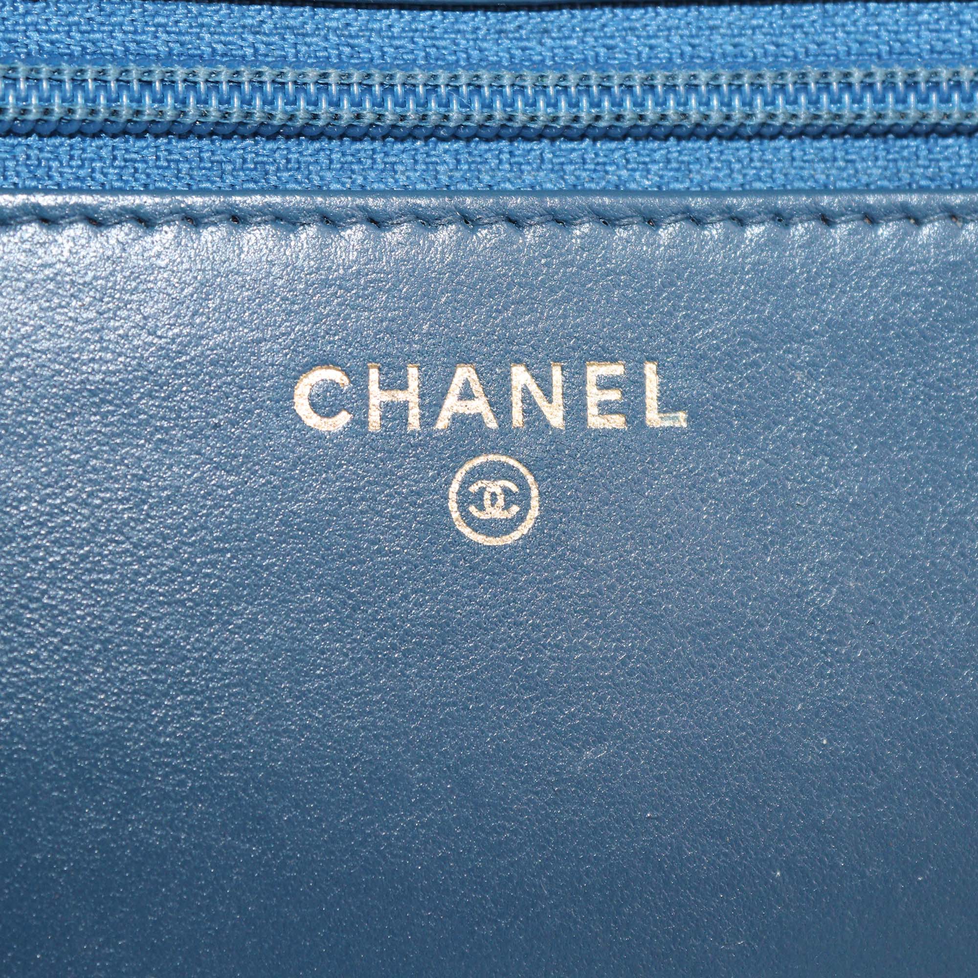 Chanel Blue Quilted Leather Trendy CC Wallet on Chain