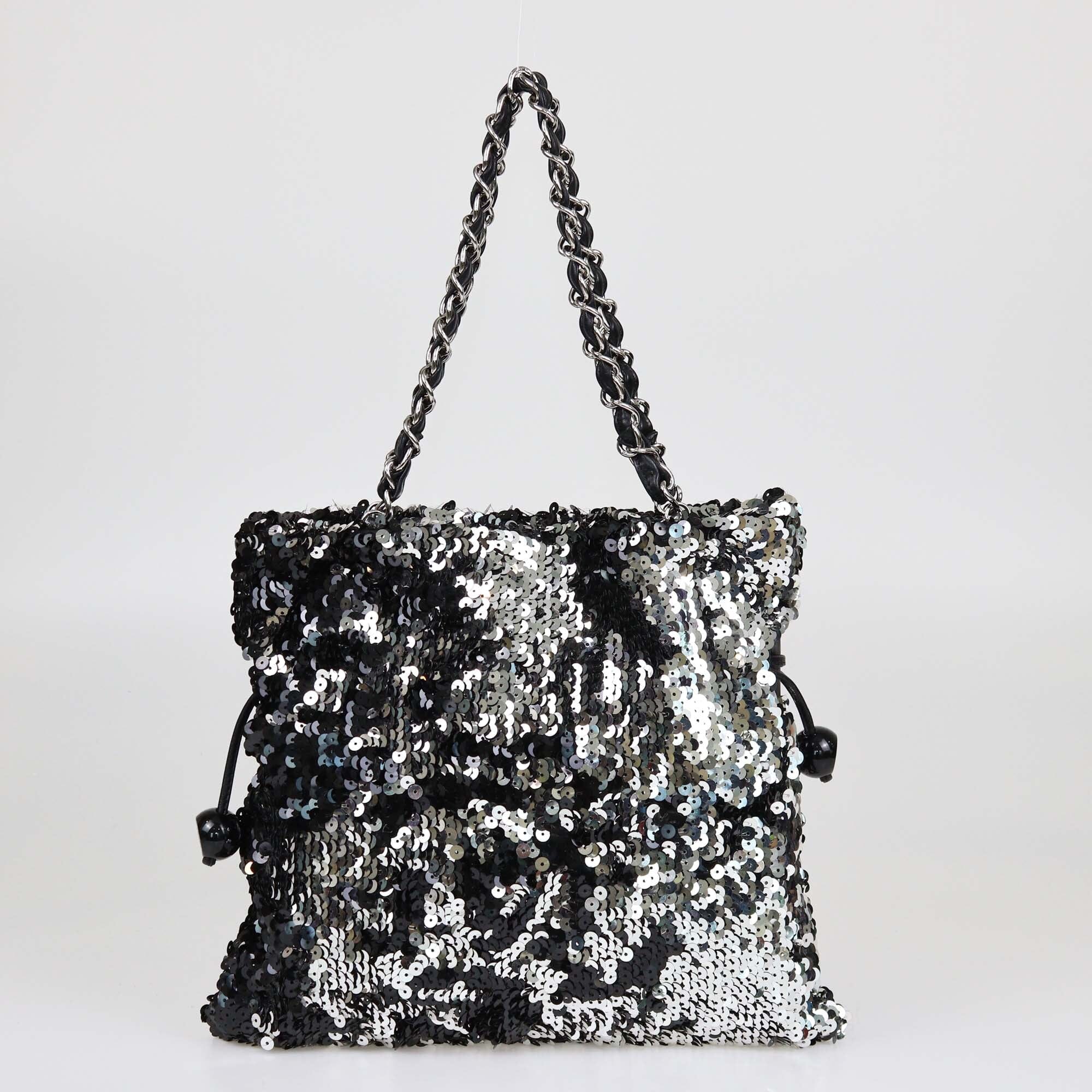 Chanel Black/Silver Summer Night Drawstring Bag Womens Chanel 