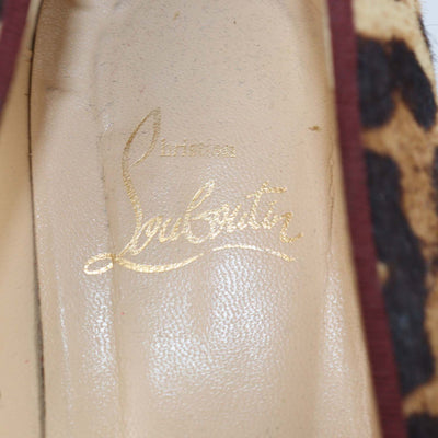 Christian Louboutin Brown/Burgundy Leopard Print Calf Hair and Velvet I Love My Loubies Loafers