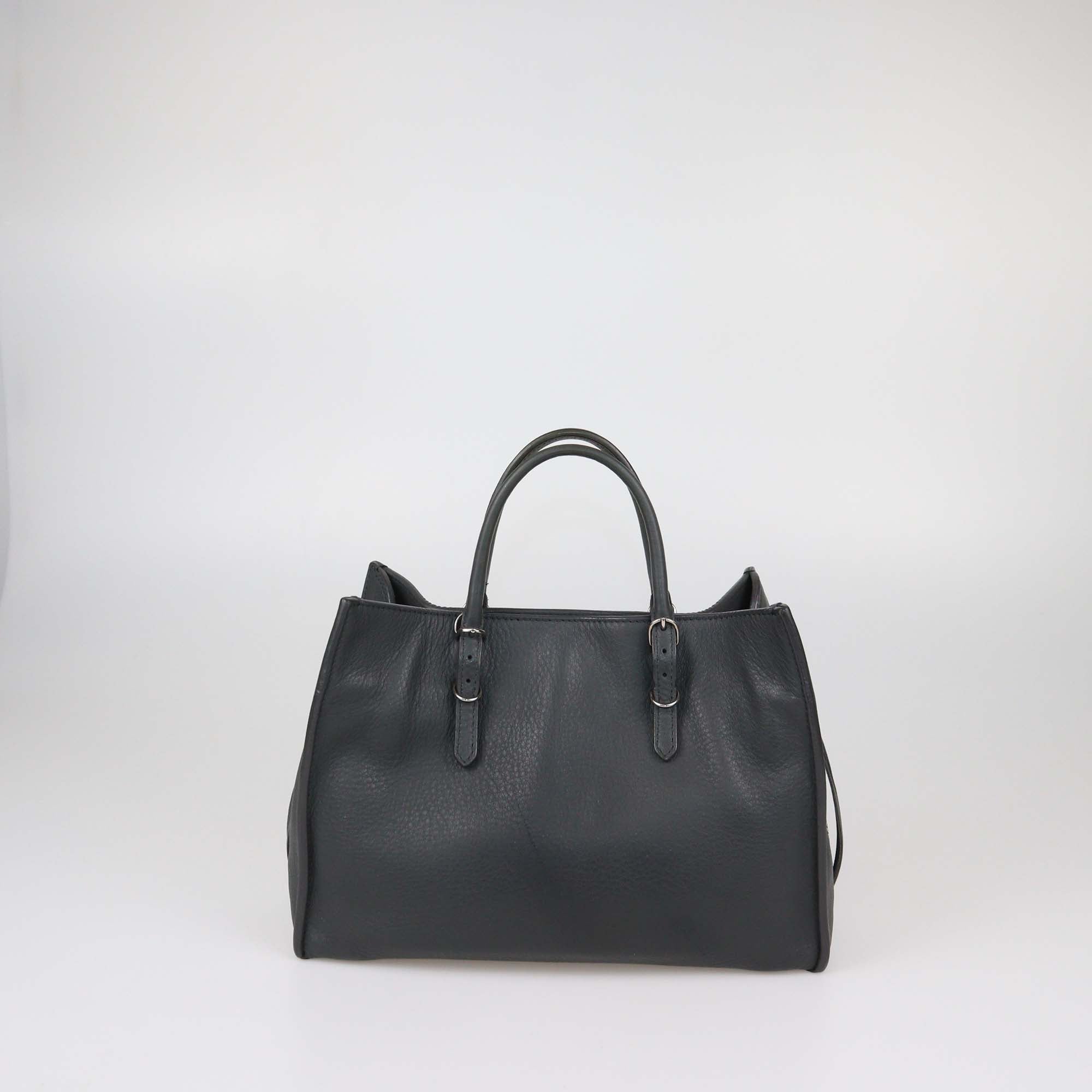 Balenciaga Dark Grey Leather Papier A6 Side Zip Tote