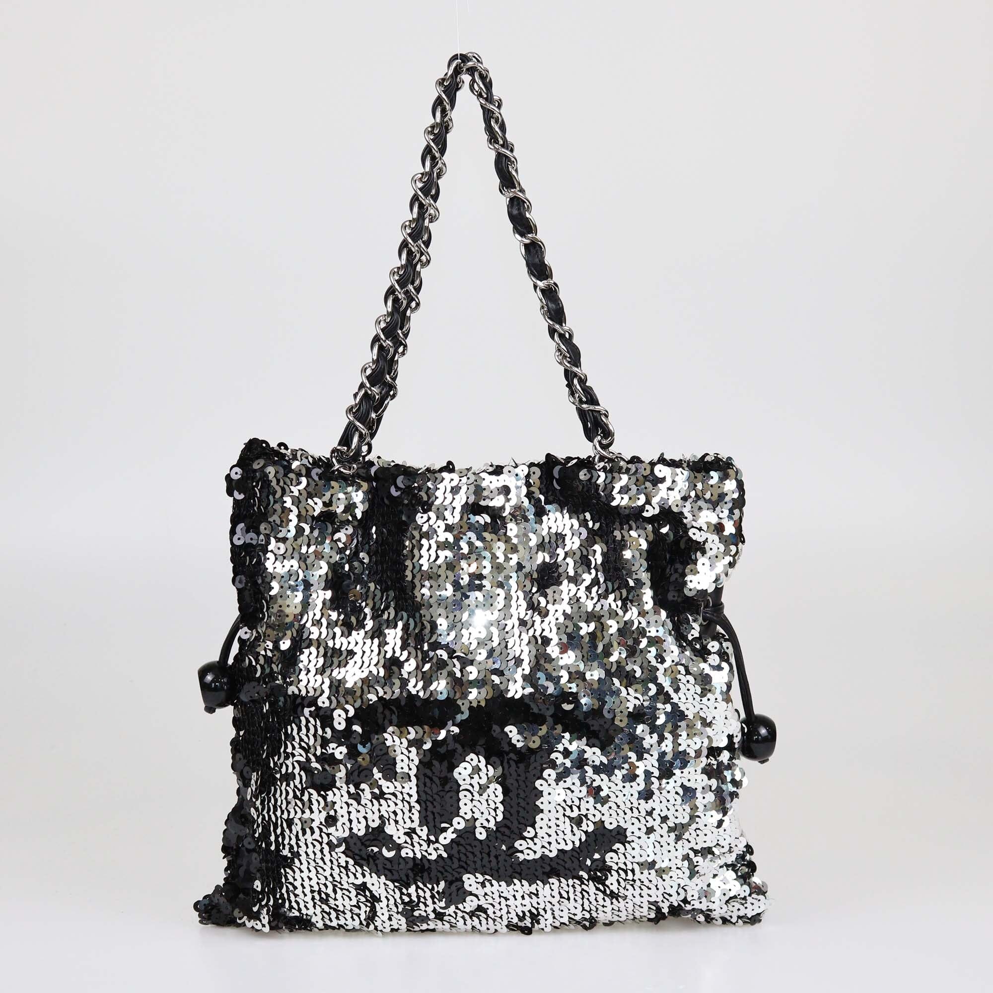 Chanel Black/Silver Summer Night Drawstring Bag Womens Chanel 