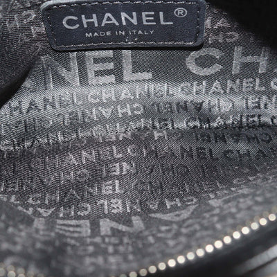 Chanel Black Choco Bar Leather Camellia No.5 Pochette Bag