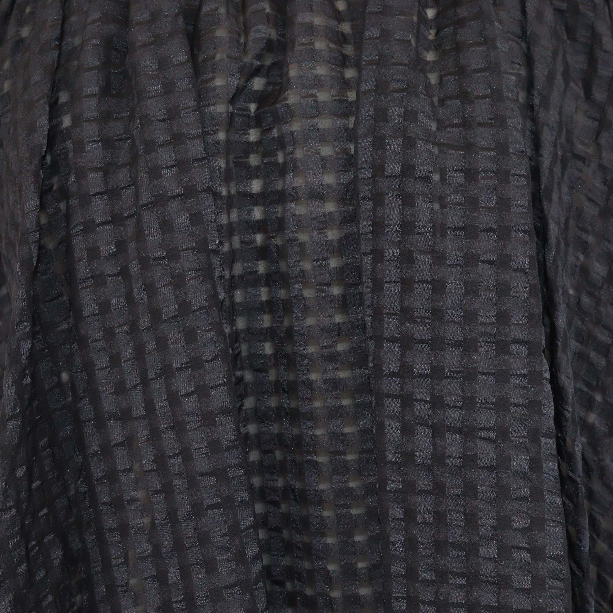 Hermes Black Checkered Short Sleeve Mini Dress Womens Hermes 