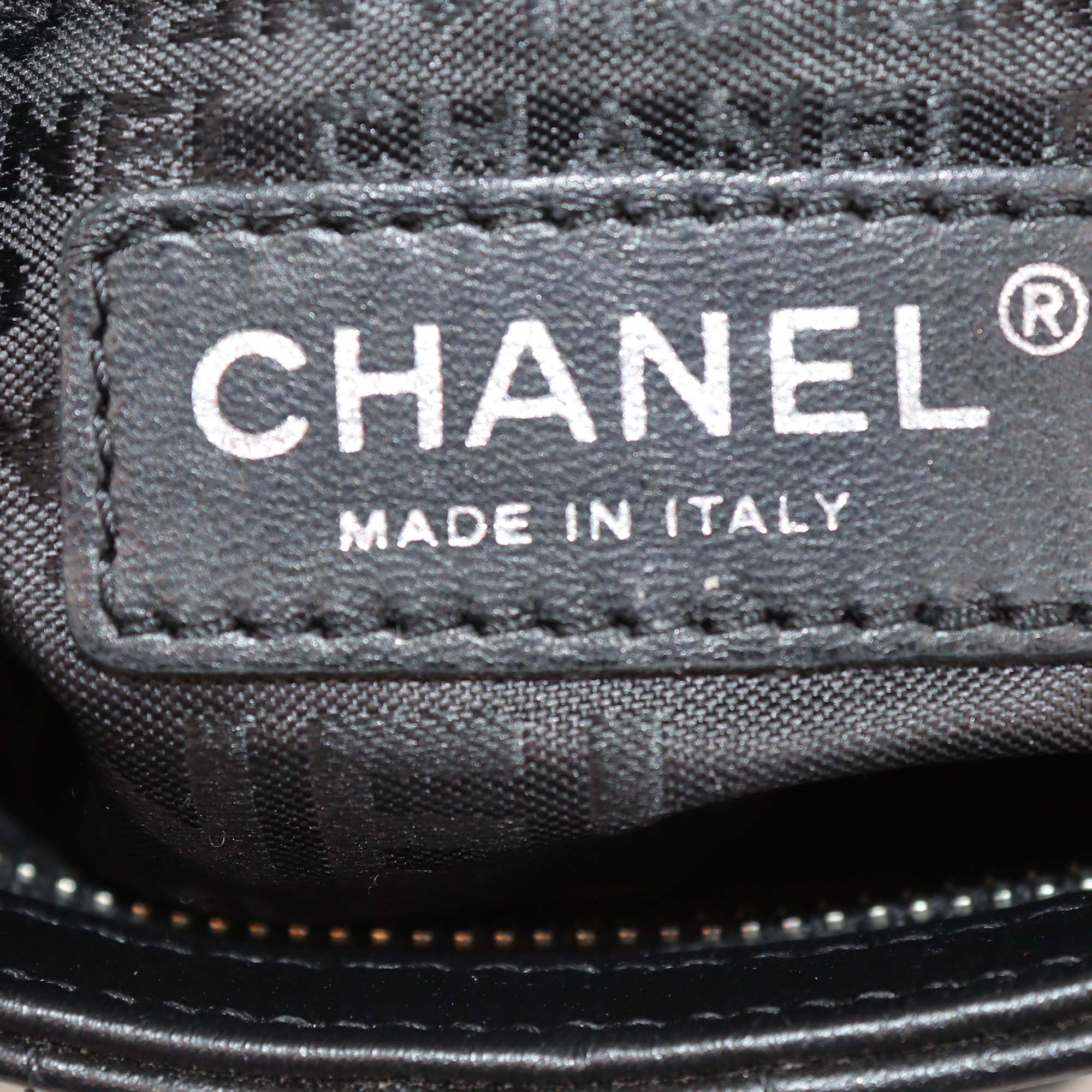 Chanel Black Choco Bar Leather Camellia No.5 Pochette Bag