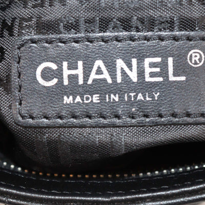 Chanel Black Choco Bar Leather Camellia No.5 Pochette Bag