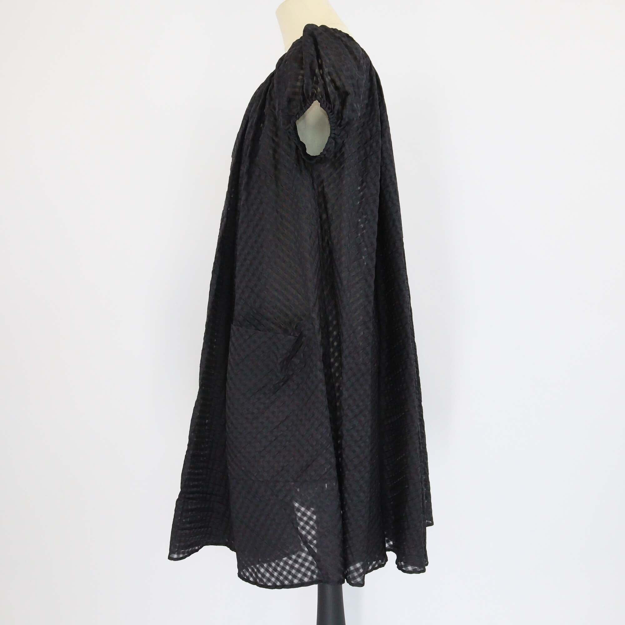 Hermes Black Checkered Short Sleeve Mini Dress Womens Hermes 