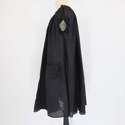 Hermes Black Checkered Short Sleeve Mini Dress Womens Hermes 