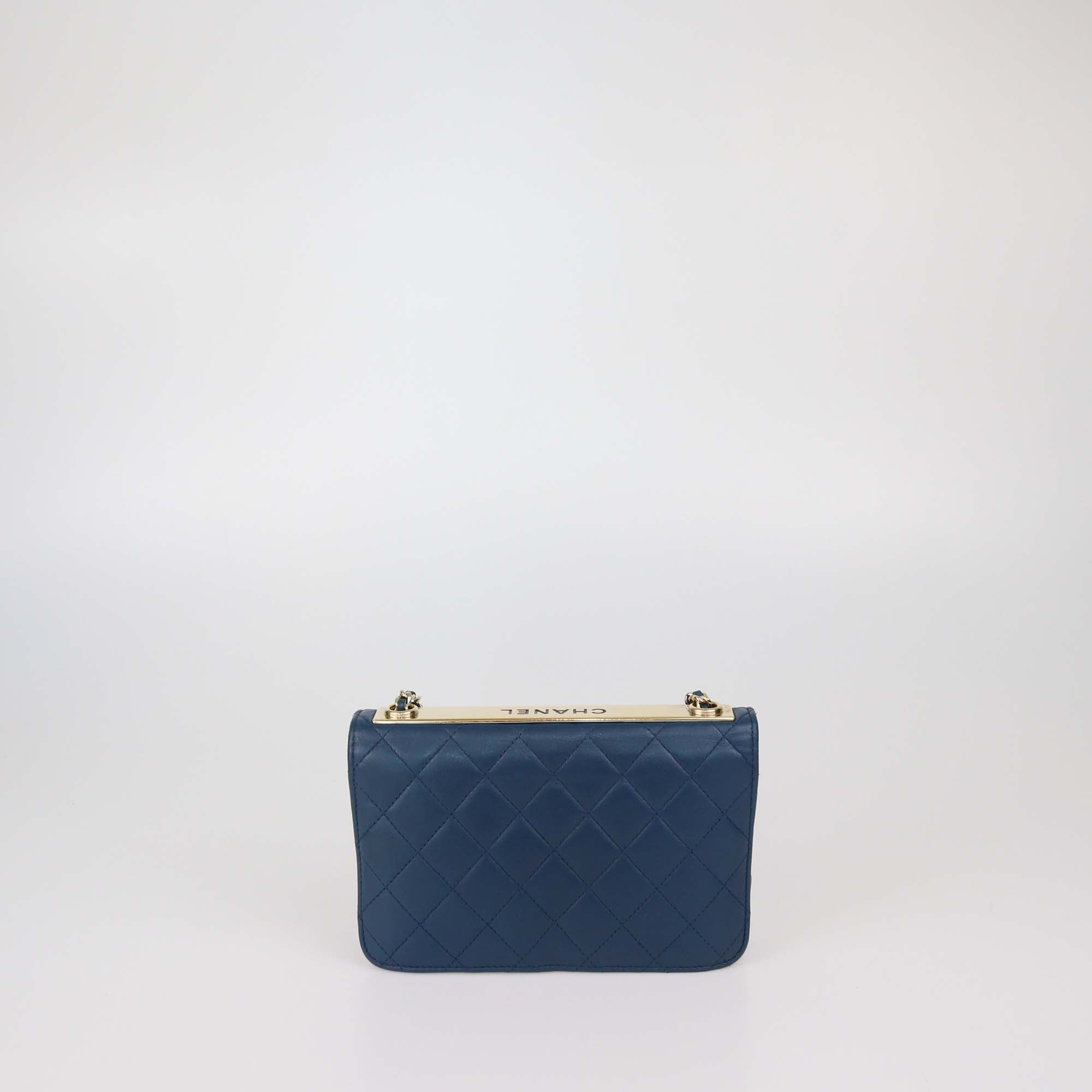 Chanel Blue Quilted Leather Trendy CC Wallet on Chain