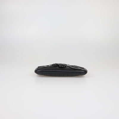 Chanel Black Choco Bar Leather Camellia No.5 Pochette Bag