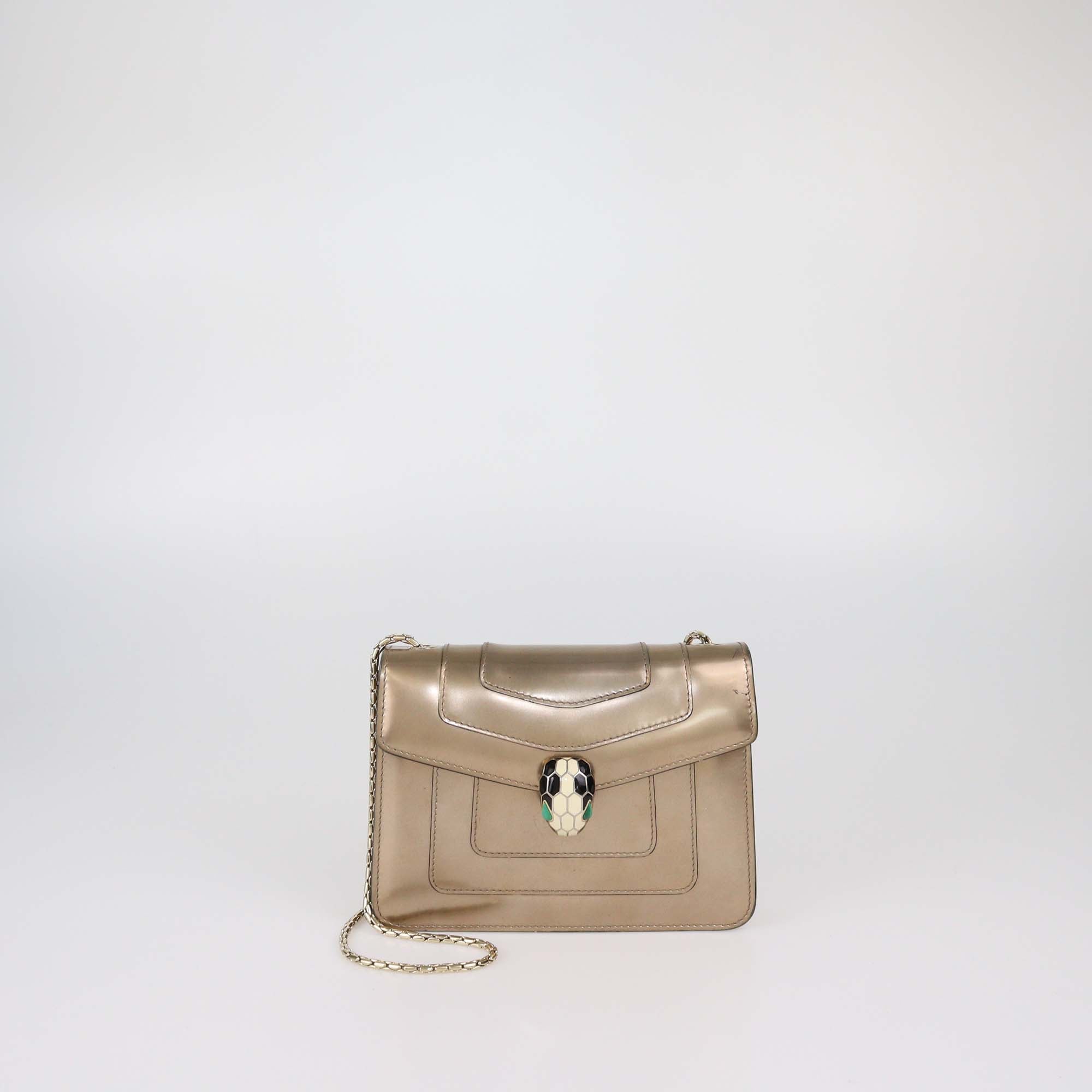 Bvlgari Bronze Patent Leather Serpenti Forever Crossbody Bag