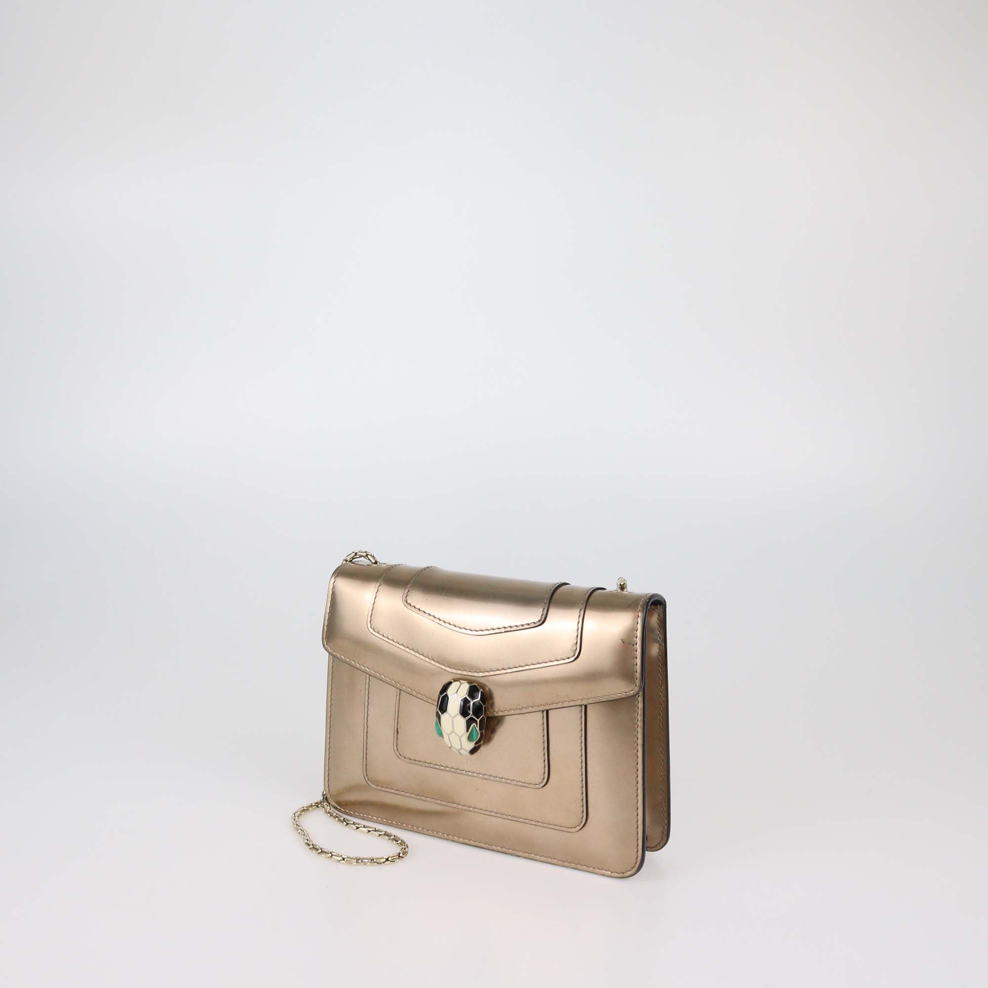 Bvlgari Bronze Patent Leather Serpenti Forever Crossbody Bag