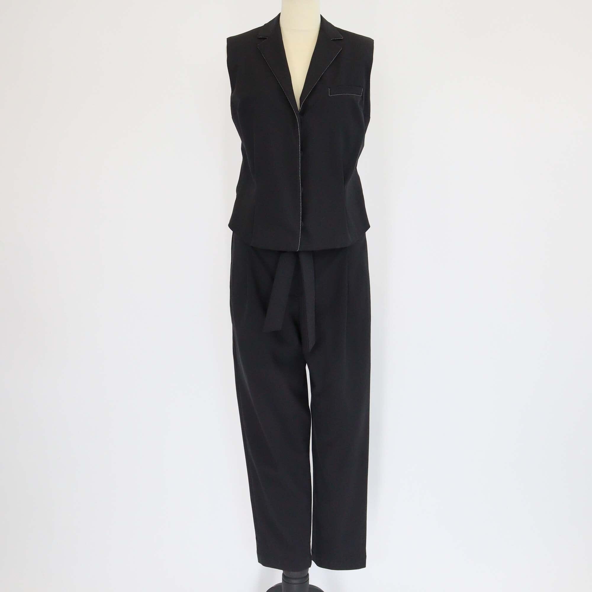 Brunello Cucinelli Black Belted Sleeveless Jumpsuit Womens Brunello Cucinelli 