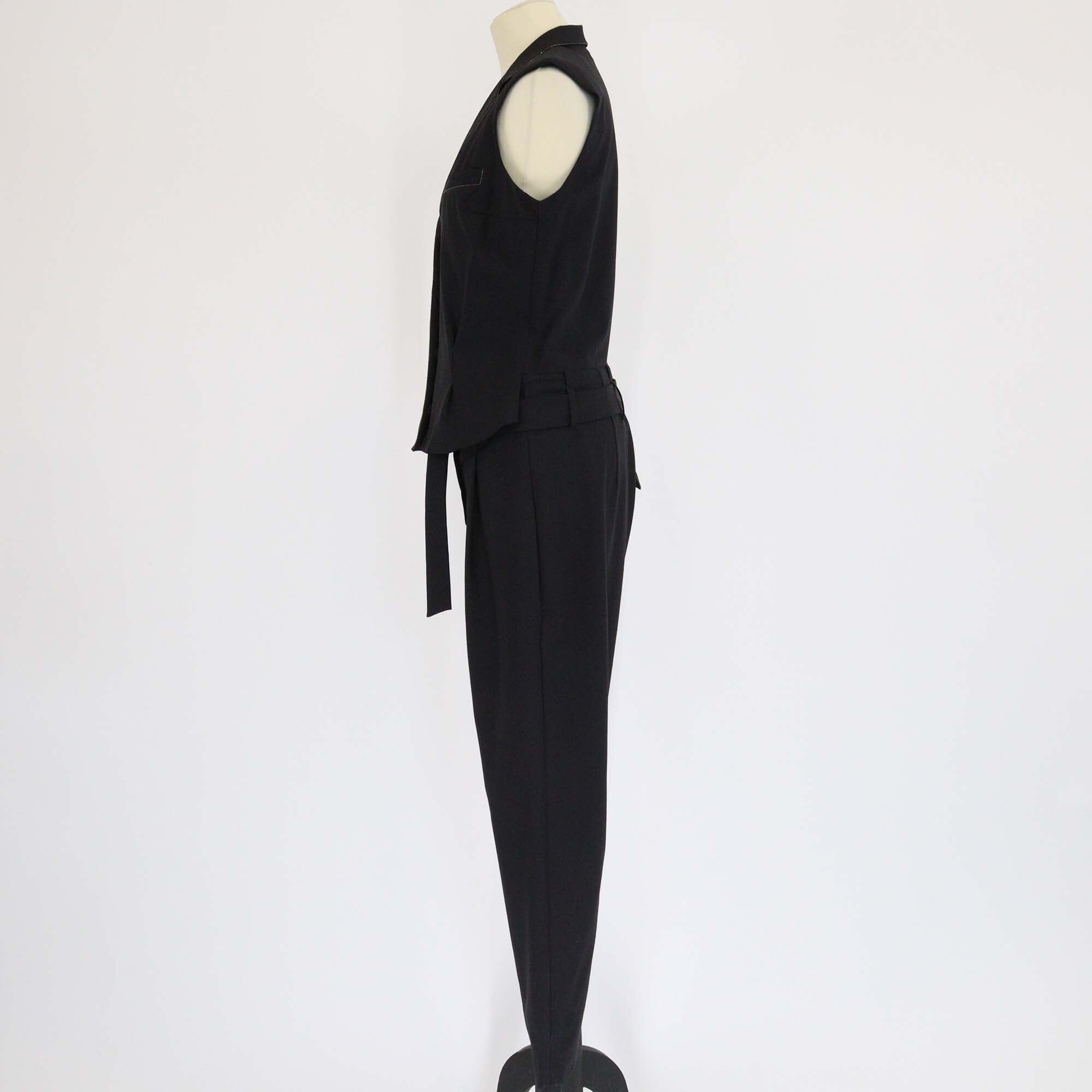 Brunello Cucinelli Black Belted Sleeveless Jumpsuit Womens Brunello Cucinelli 