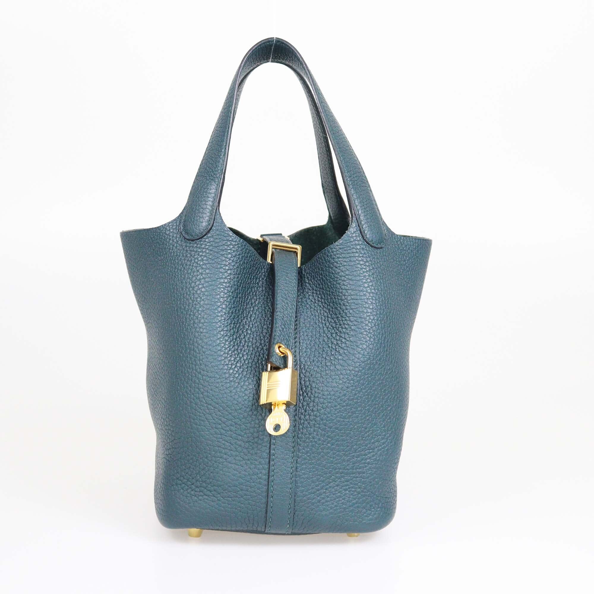 Hermes Vert Cypress Taurillon Clemence Picotin Lock 18 Bag Womens Hermes 