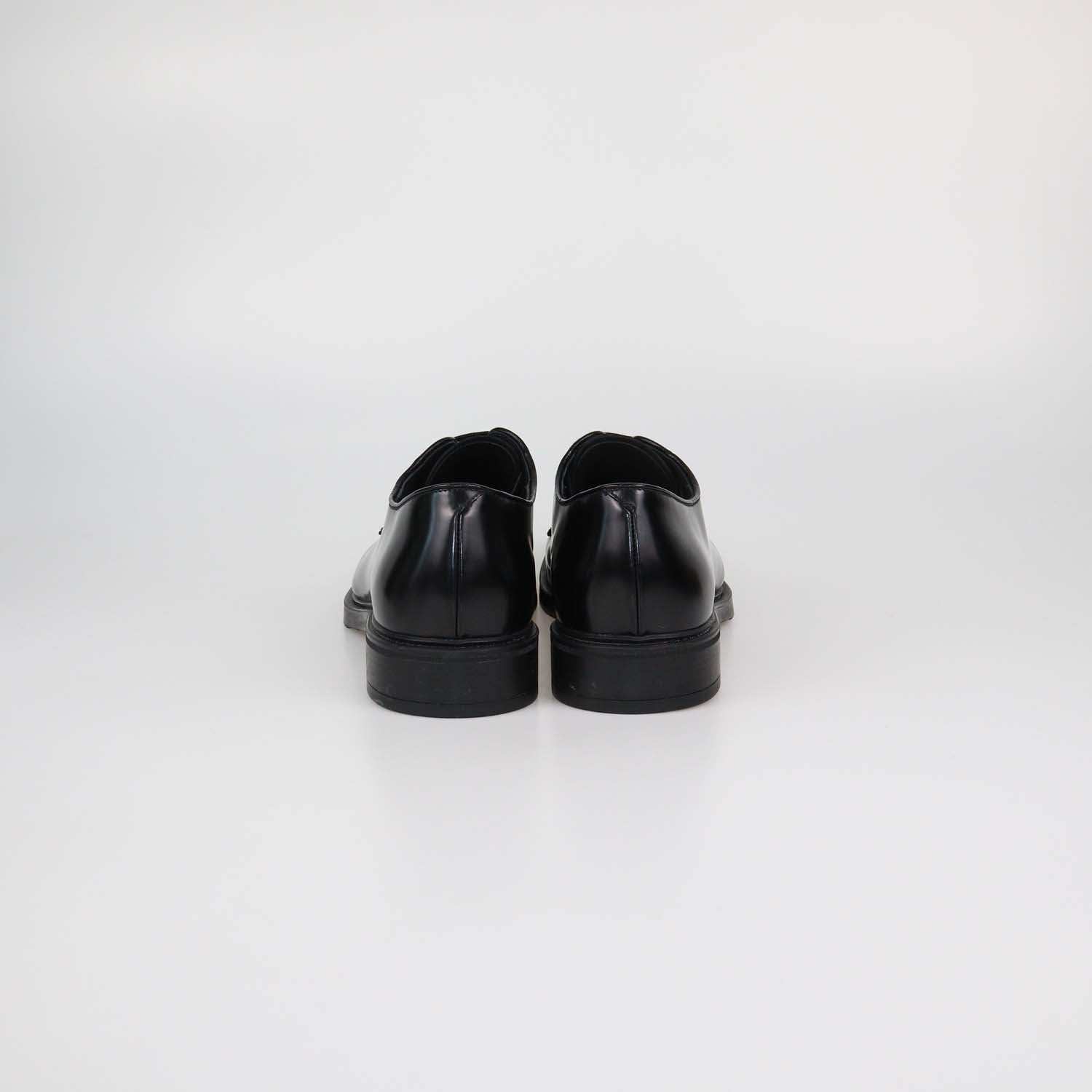 Prada Black Brushed Leather Lace Up Derby Loafers