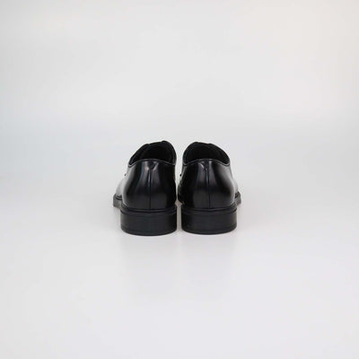 Prada Black Brushed Leather Lace Up Derby Loafers