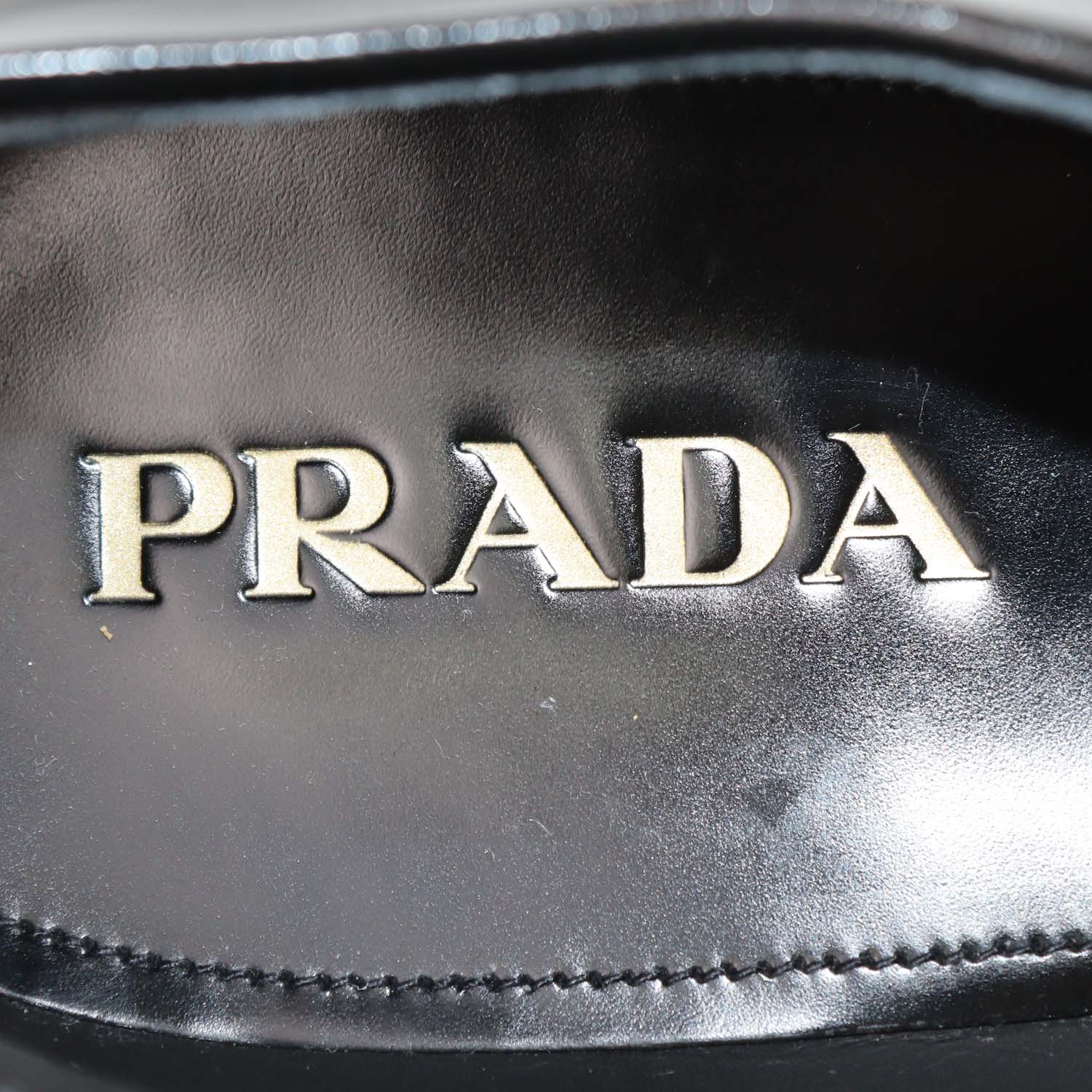 Prada Black Brushed Leather Lace Up Derby Loafers