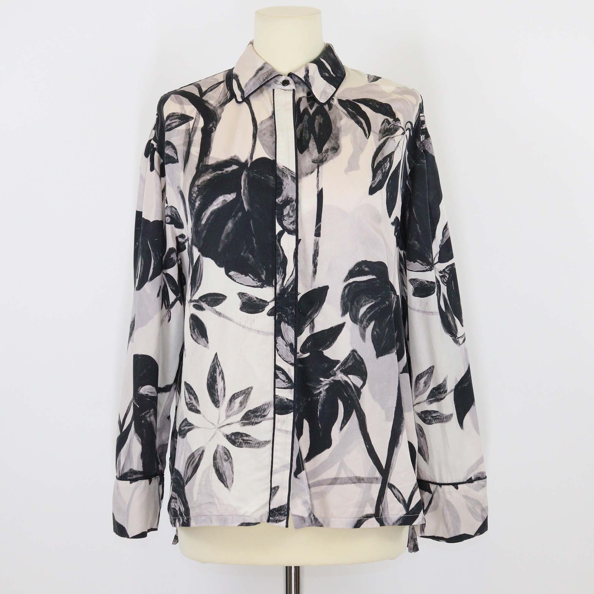 All Saints Black/Beige Lyocell Sofi & Silk Blend Sofi Jackie Shirt