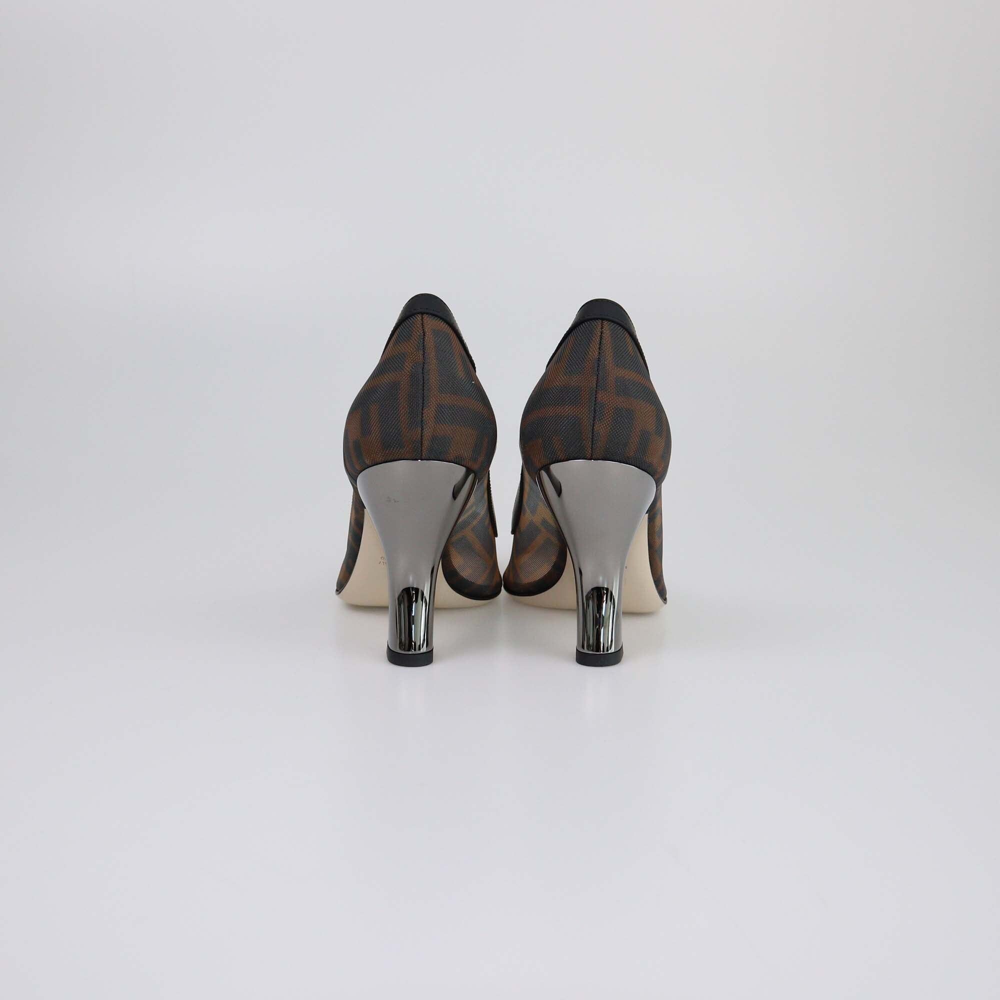 Fendi Black/Brown FF Colibri Pointed Toe Pumps Womens Fendi 