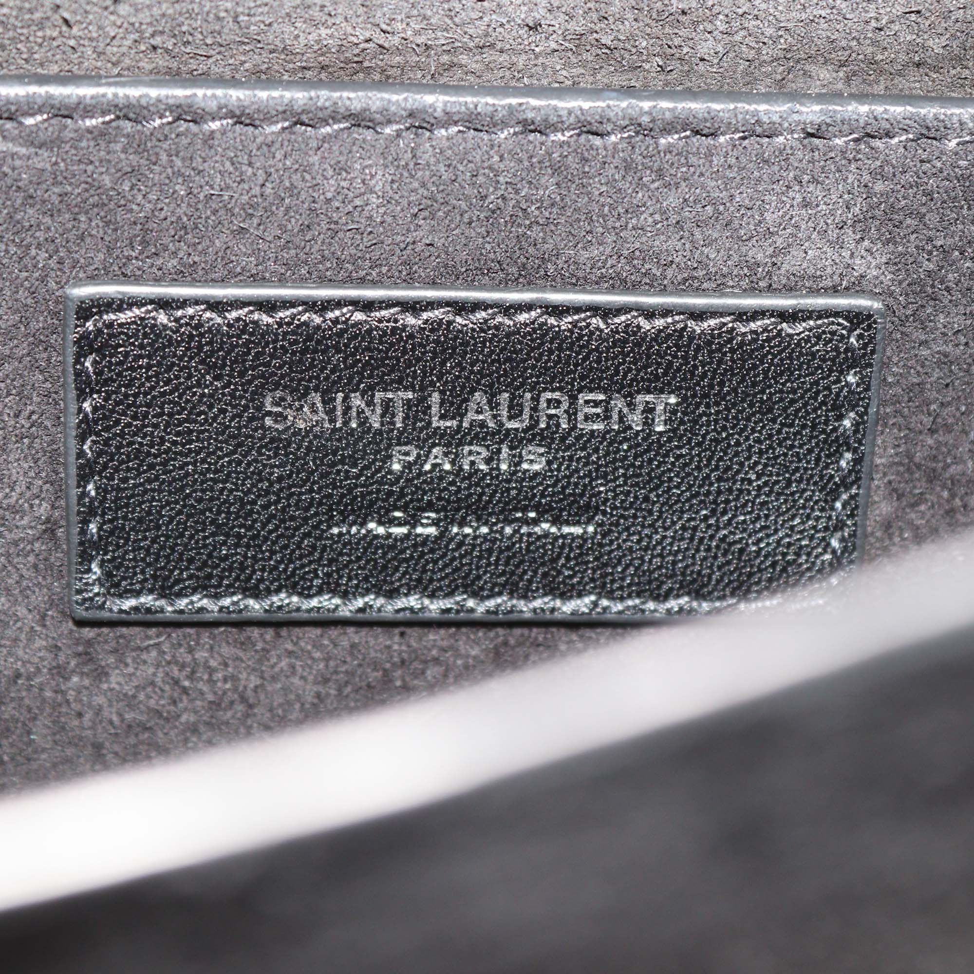 Saint Laurent Black Croc Embossed Leather Medium Sunset Shoulder Bag