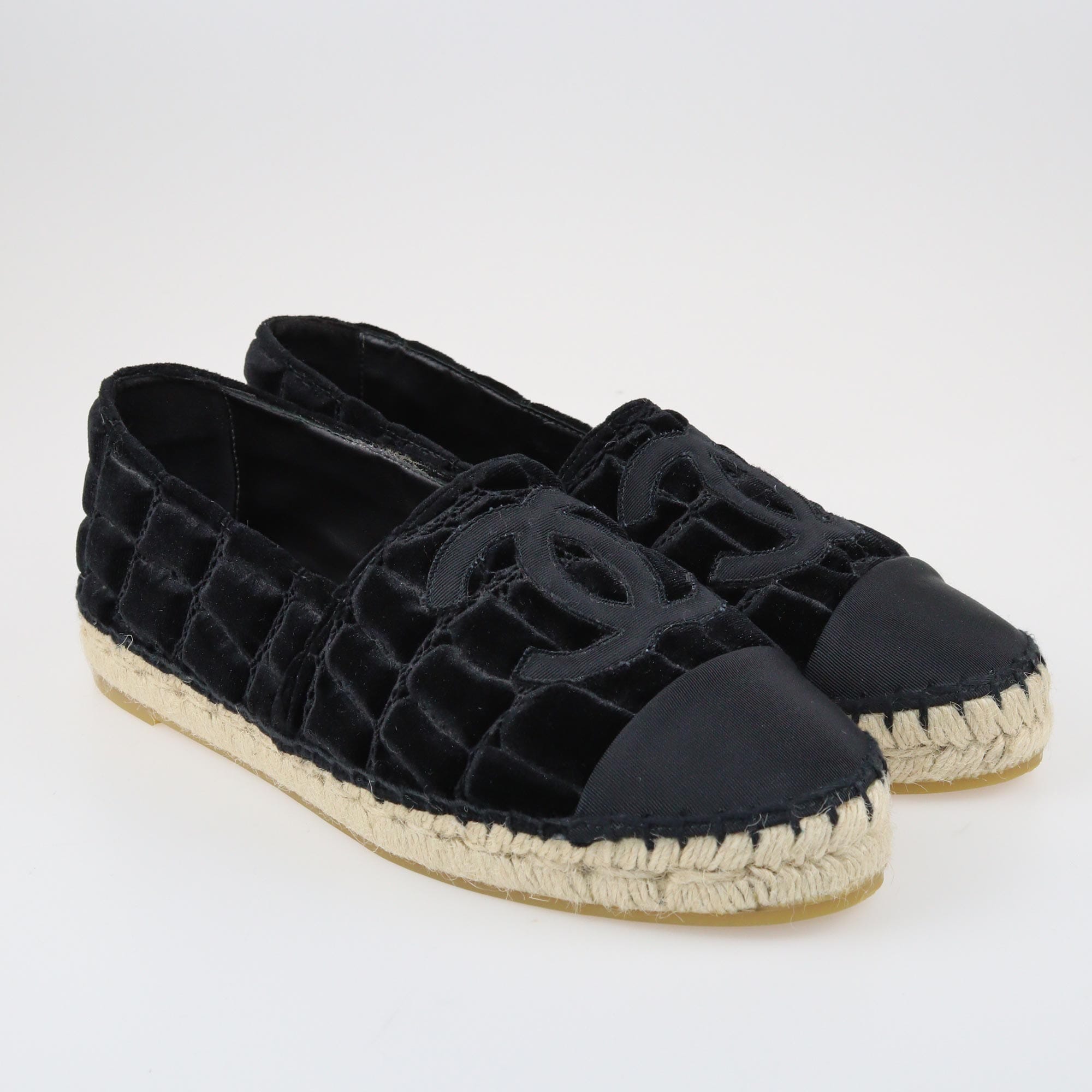 Chanel Black Espadrilles Flats Shoes Chanel 